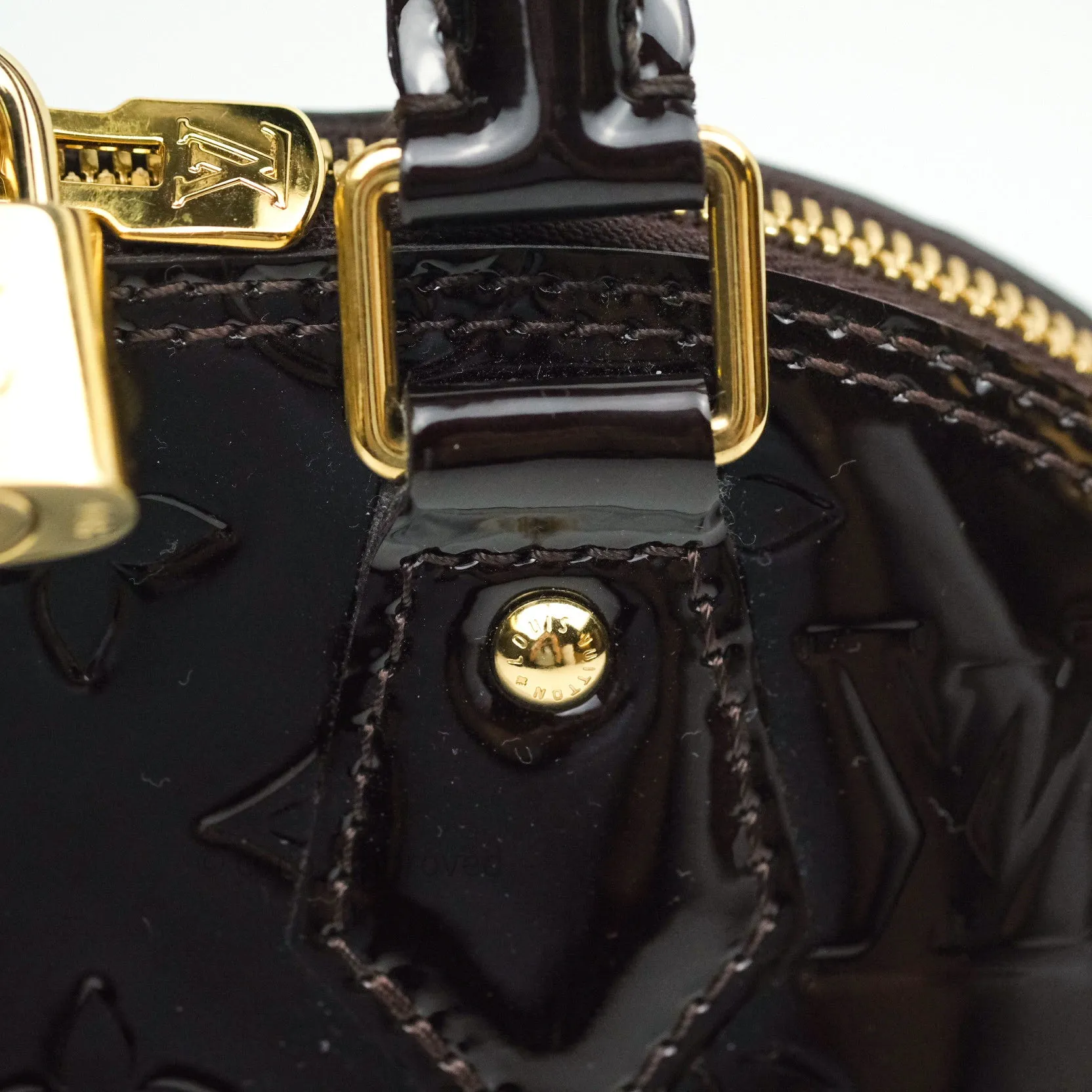 Louis Vuitton Alma BB Dark Purple Monogram Vernis Leather