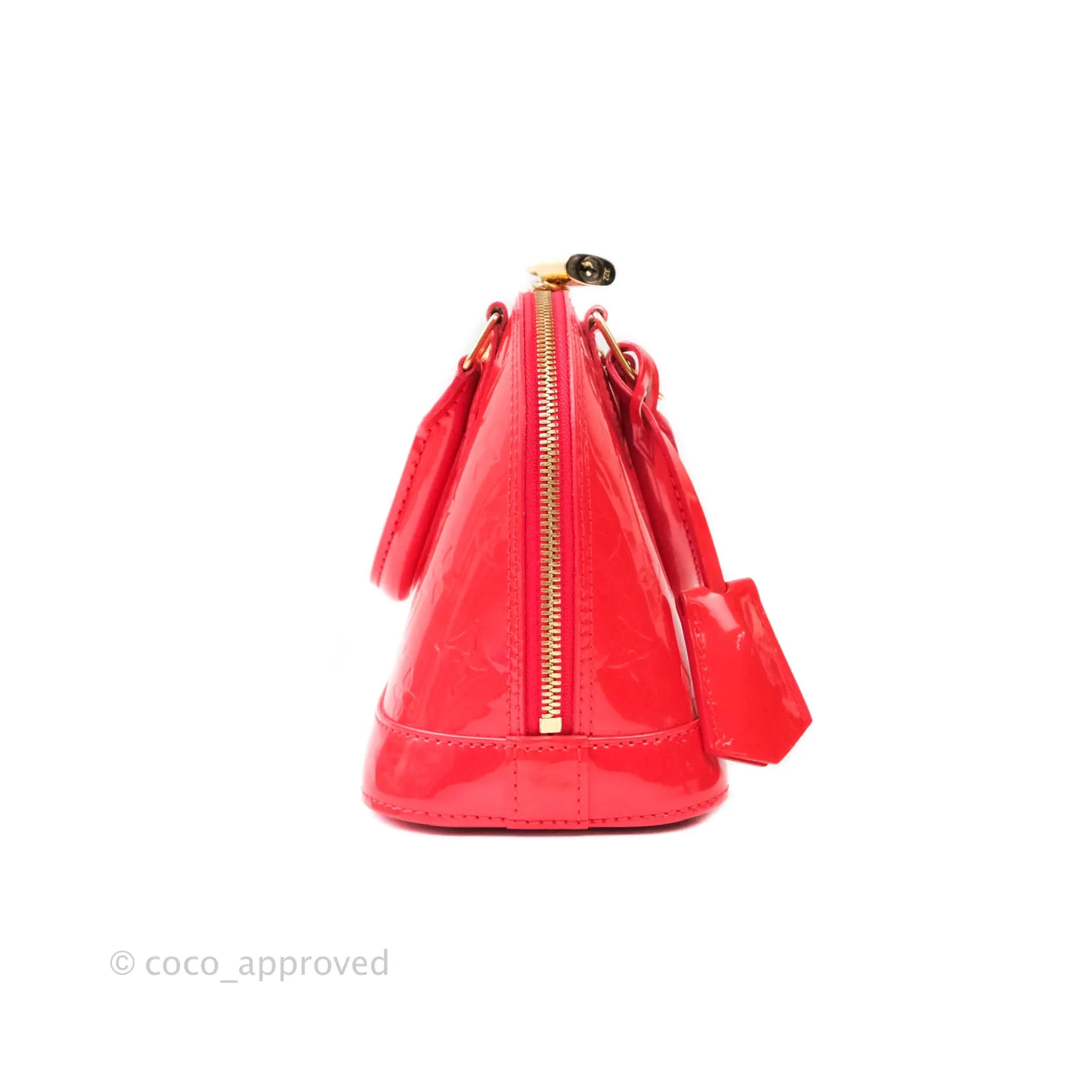 Louis Vuitton Alma BB Patent Red Gold Hardware