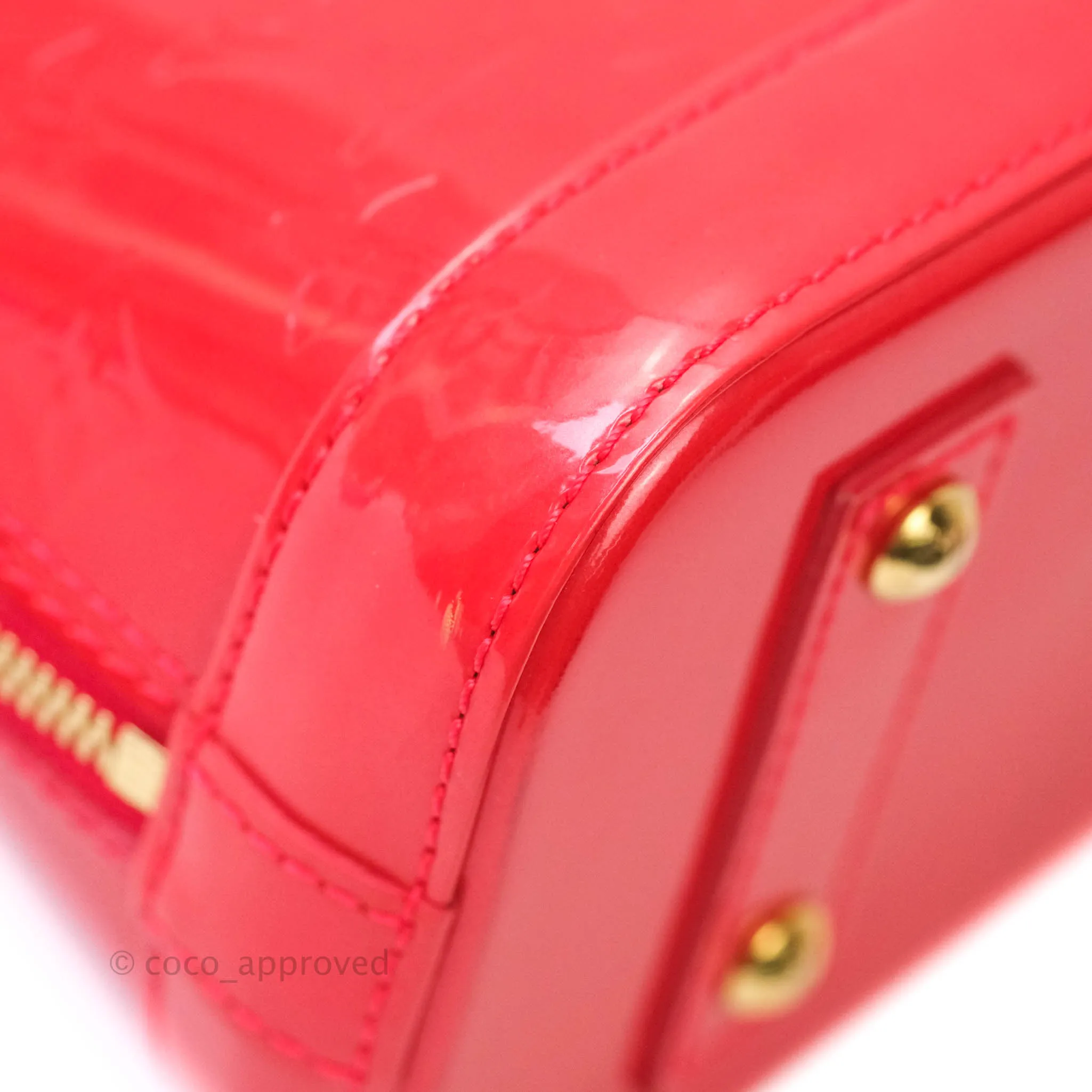 Louis Vuitton Alma BB Patent Red Gold Hardware