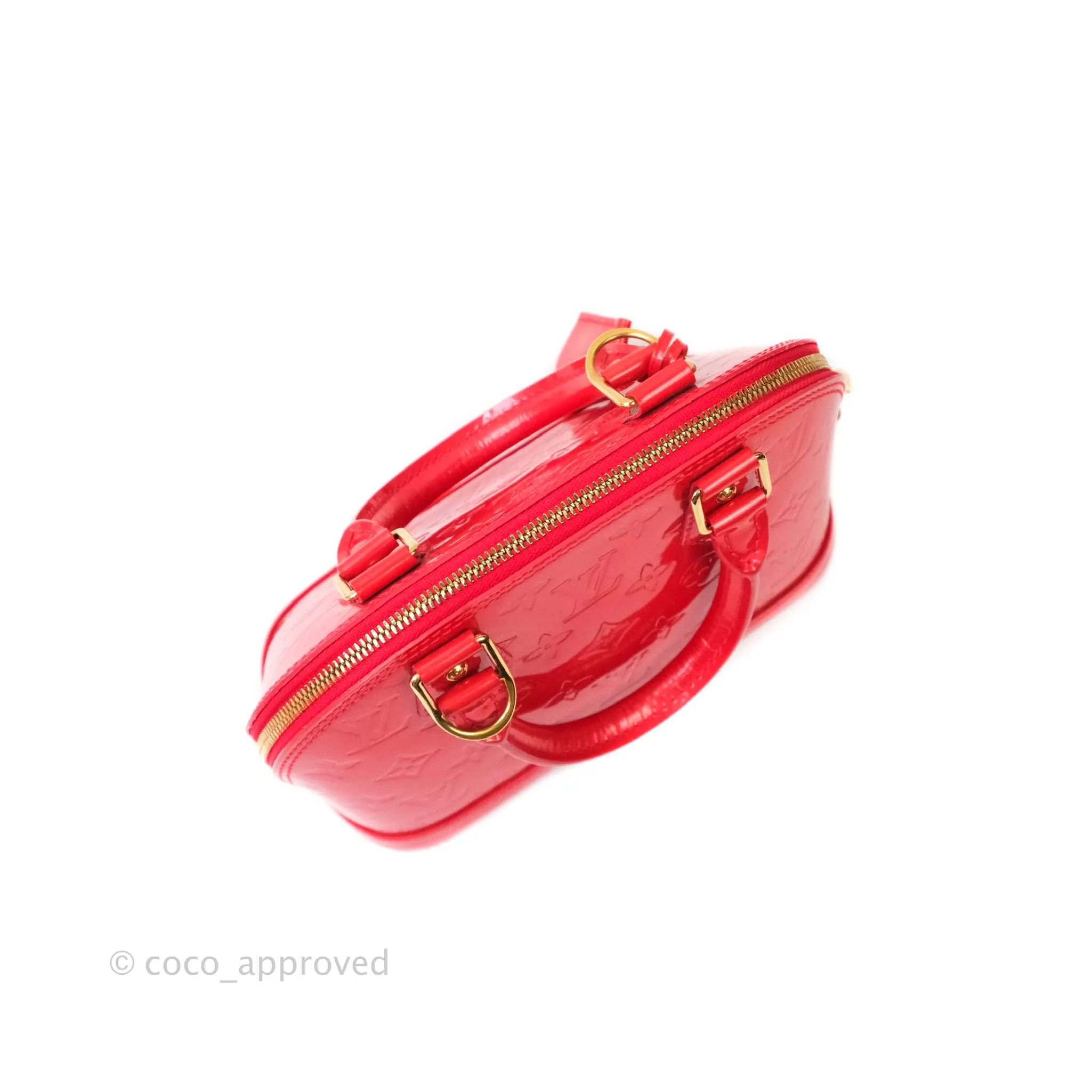 Louis Vuitton Alma BB Patent Red Gold Hardware