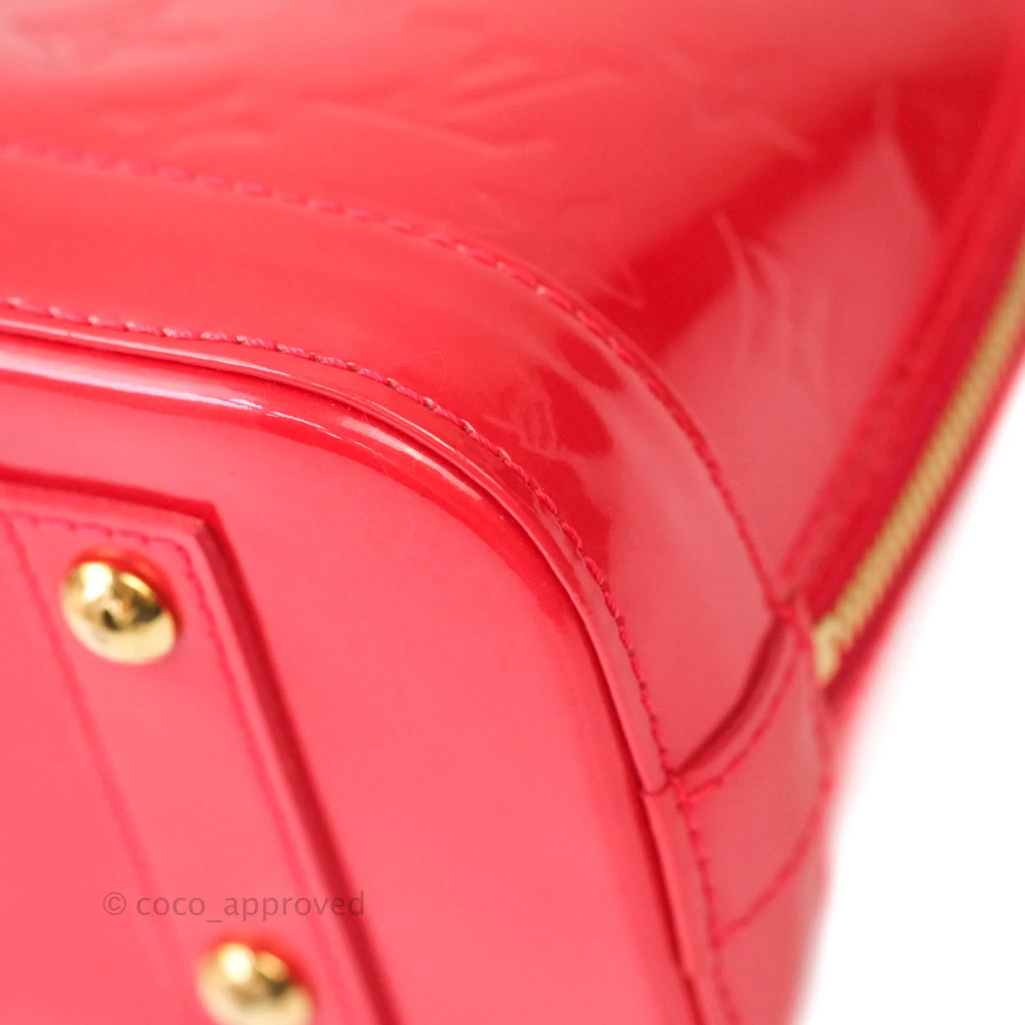 Louis Vuitton Alma BB Patent Red Gold Hardware