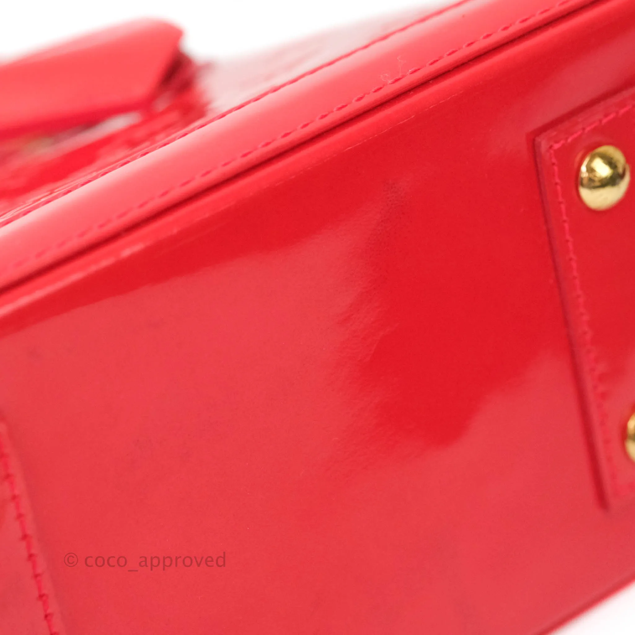 Louis Vuitton Alma BB Patent Red Gold Hardware