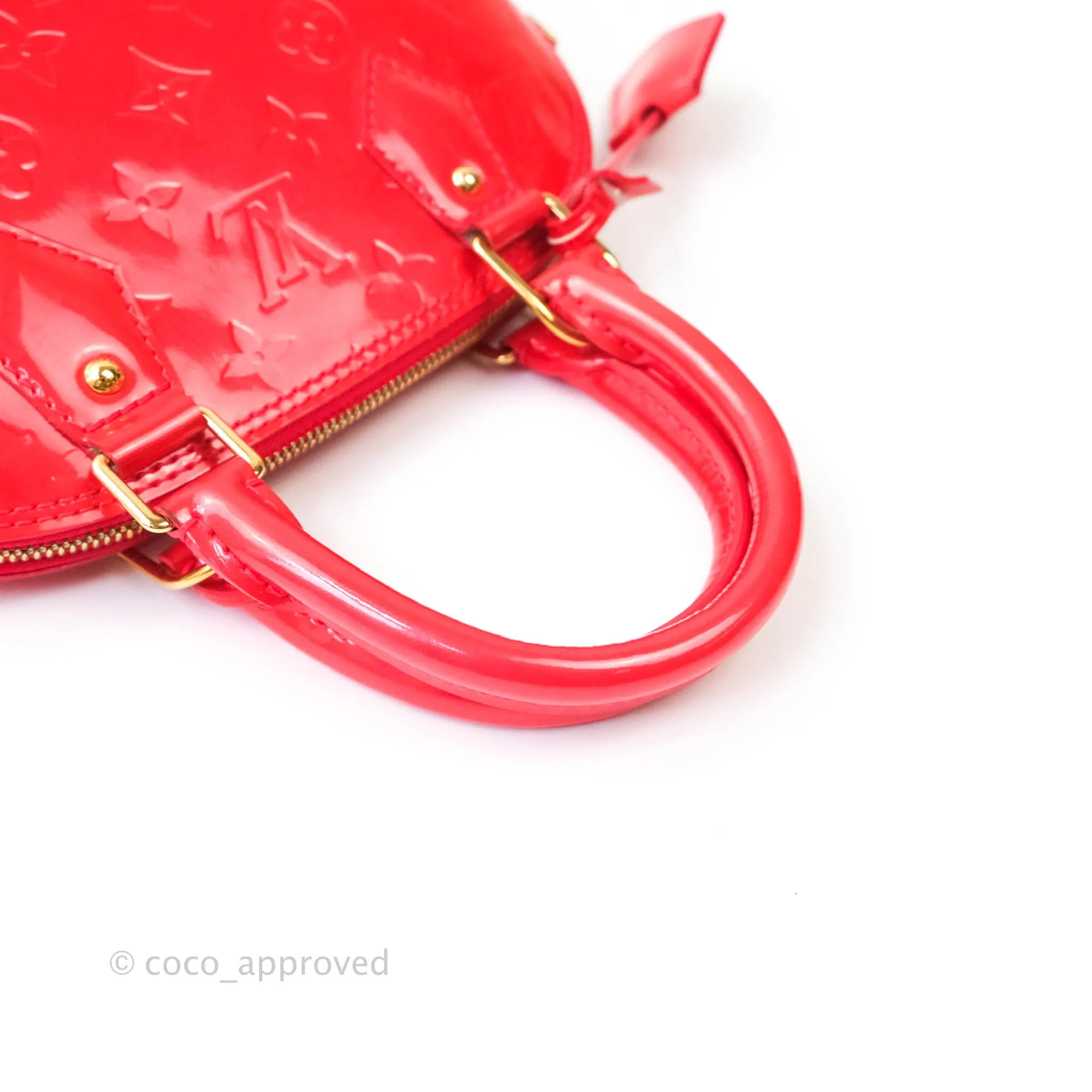 Louis Vuitton Alma BB Patent Red Gold Hardware