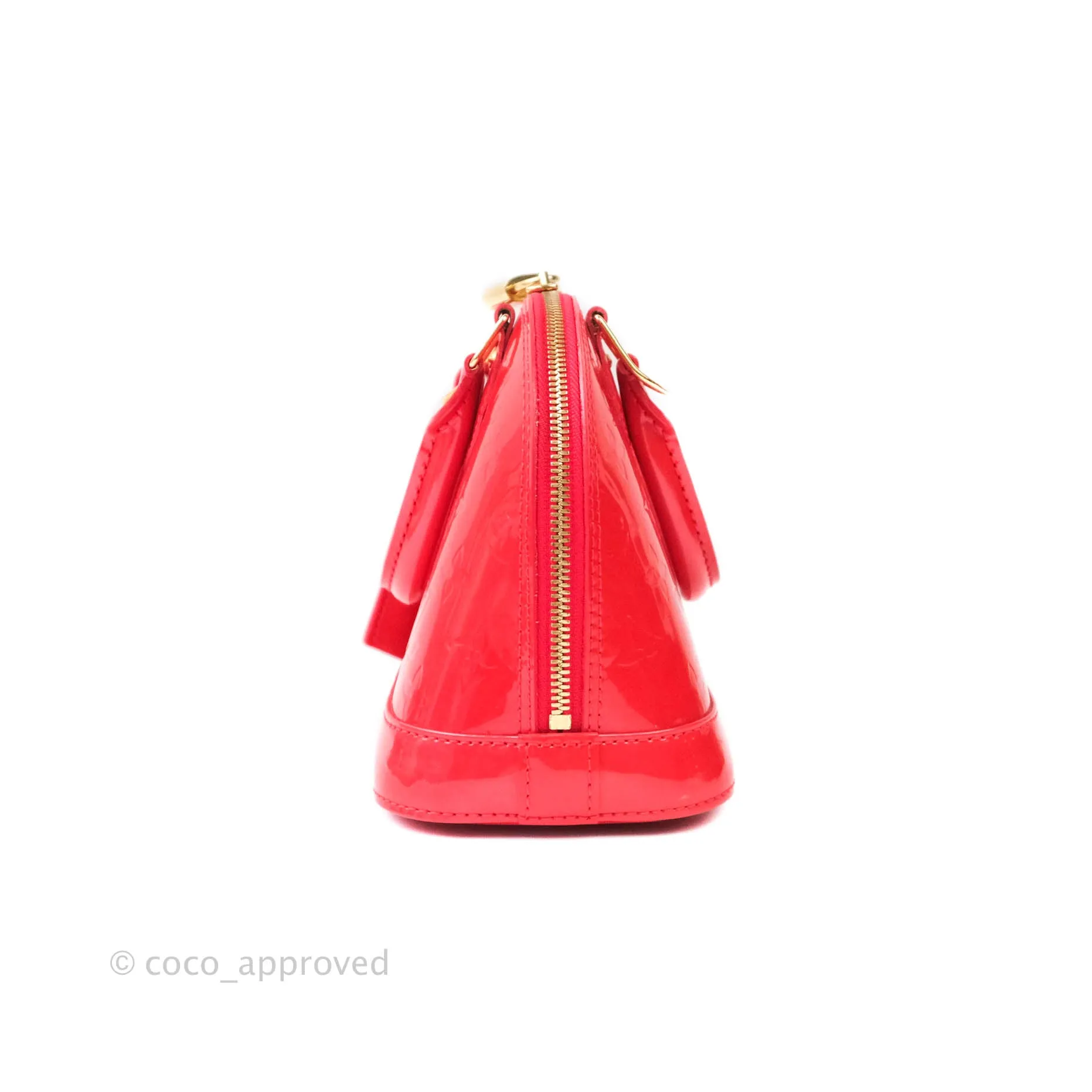 Louis Vuitton Alma BB Patent Red Gold Hardware