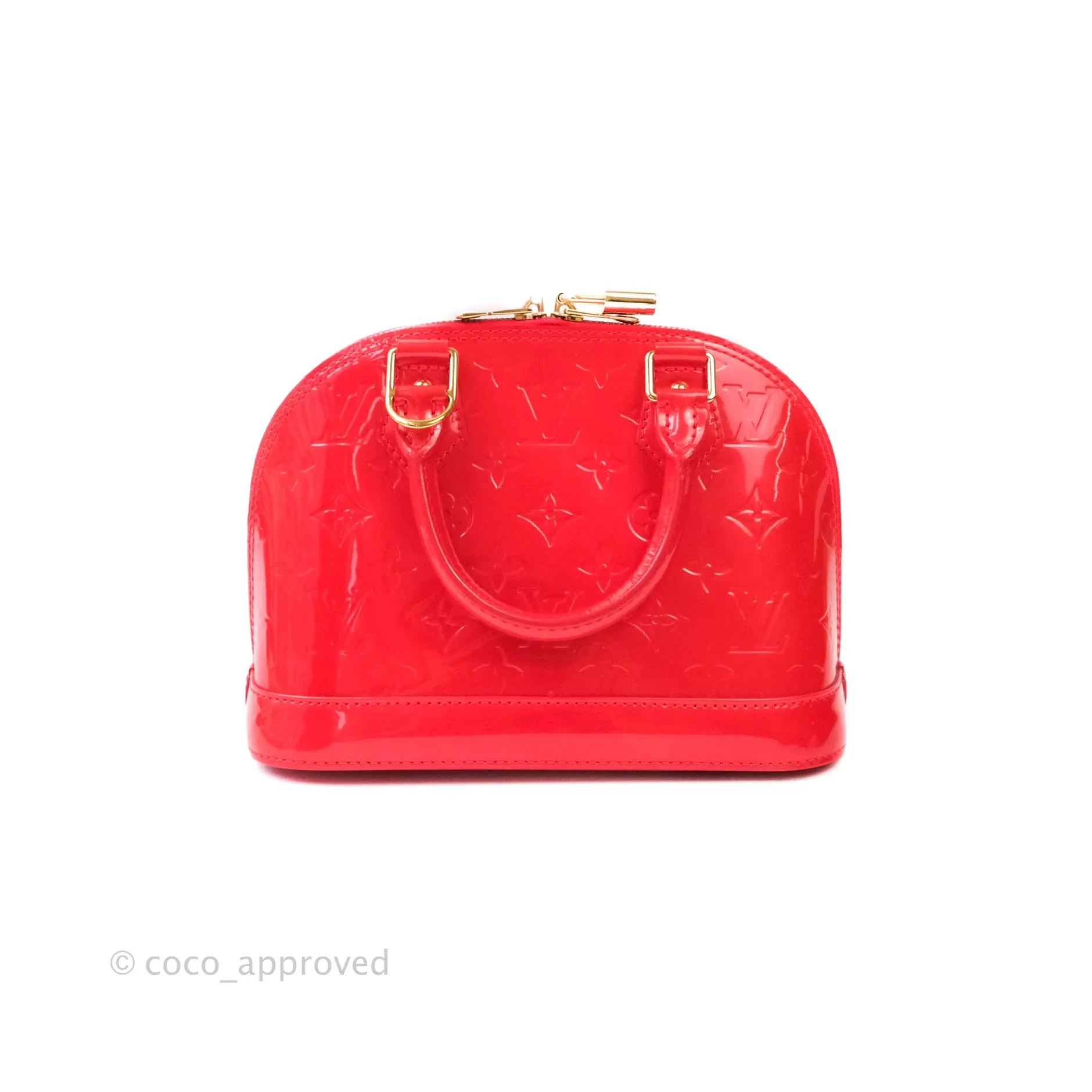 Louis Vuitton Alma BB Patent Red Gold Hardware