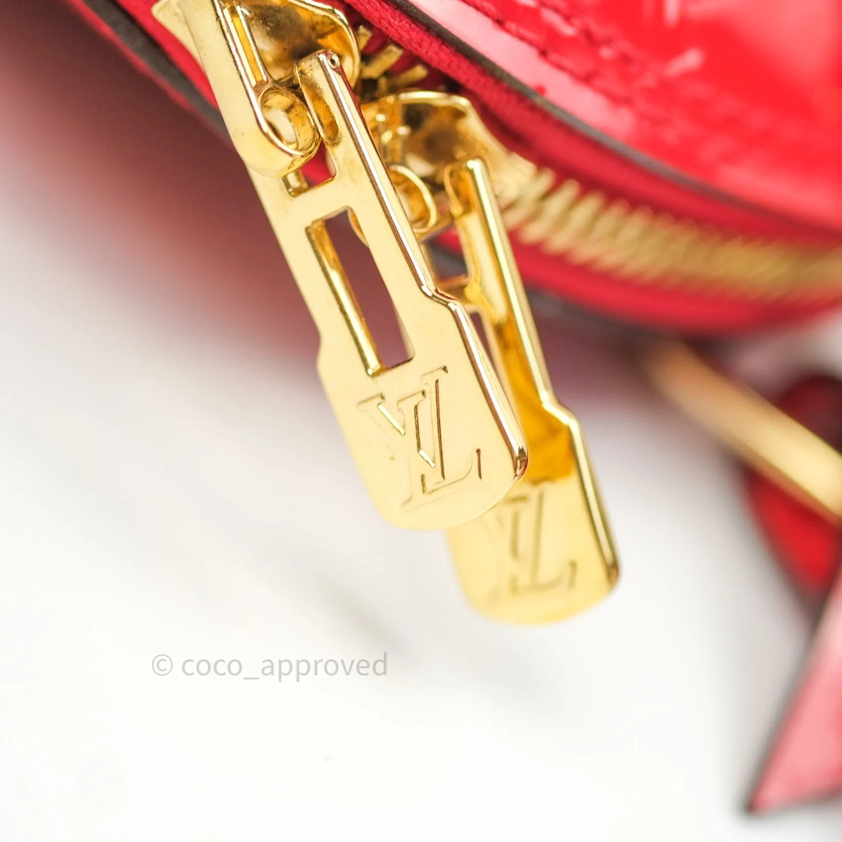 Louis Vuitton Alma BB Red Monogram Vernis Leather