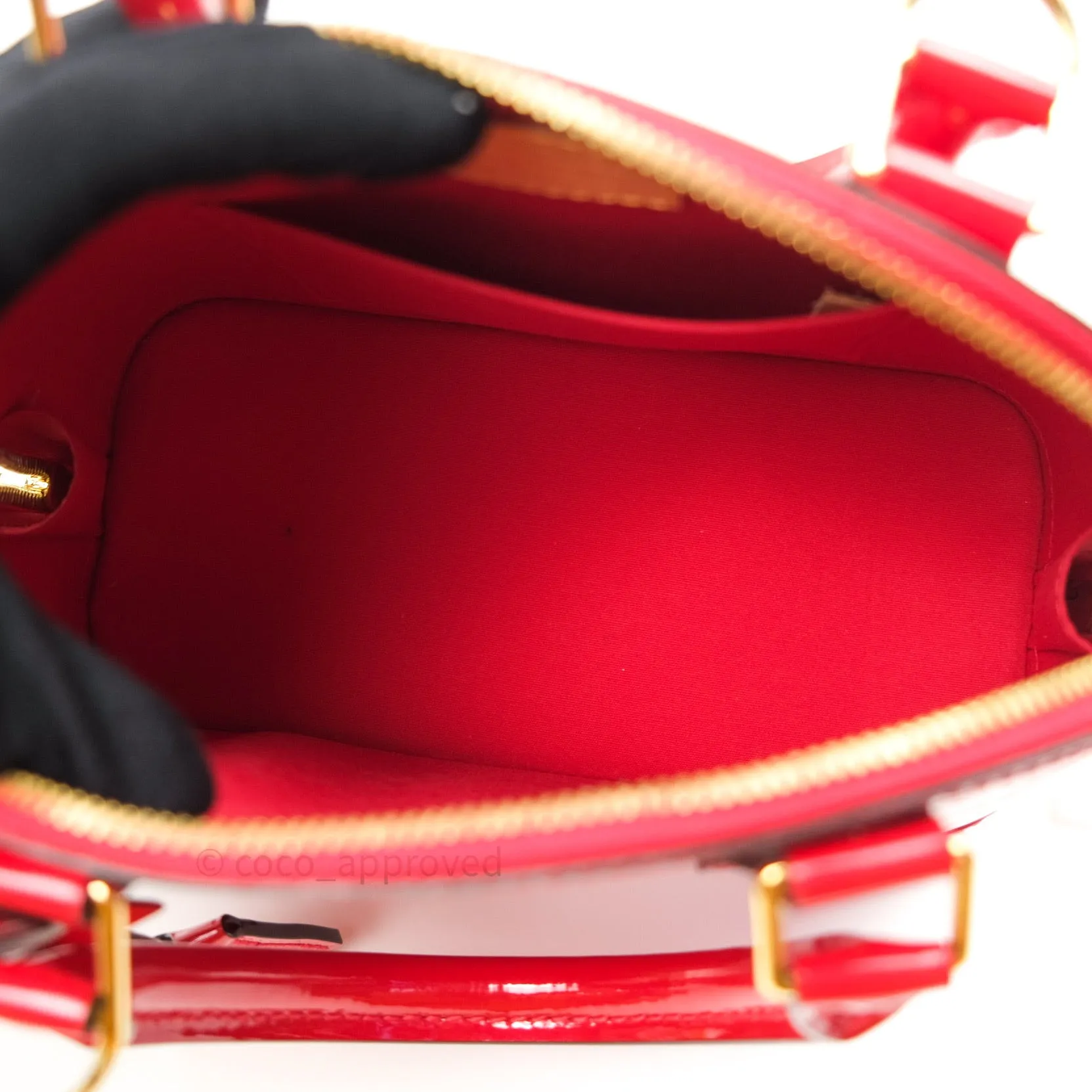 Louis Vuitton Alma BB Red Monogram Vernis Leather