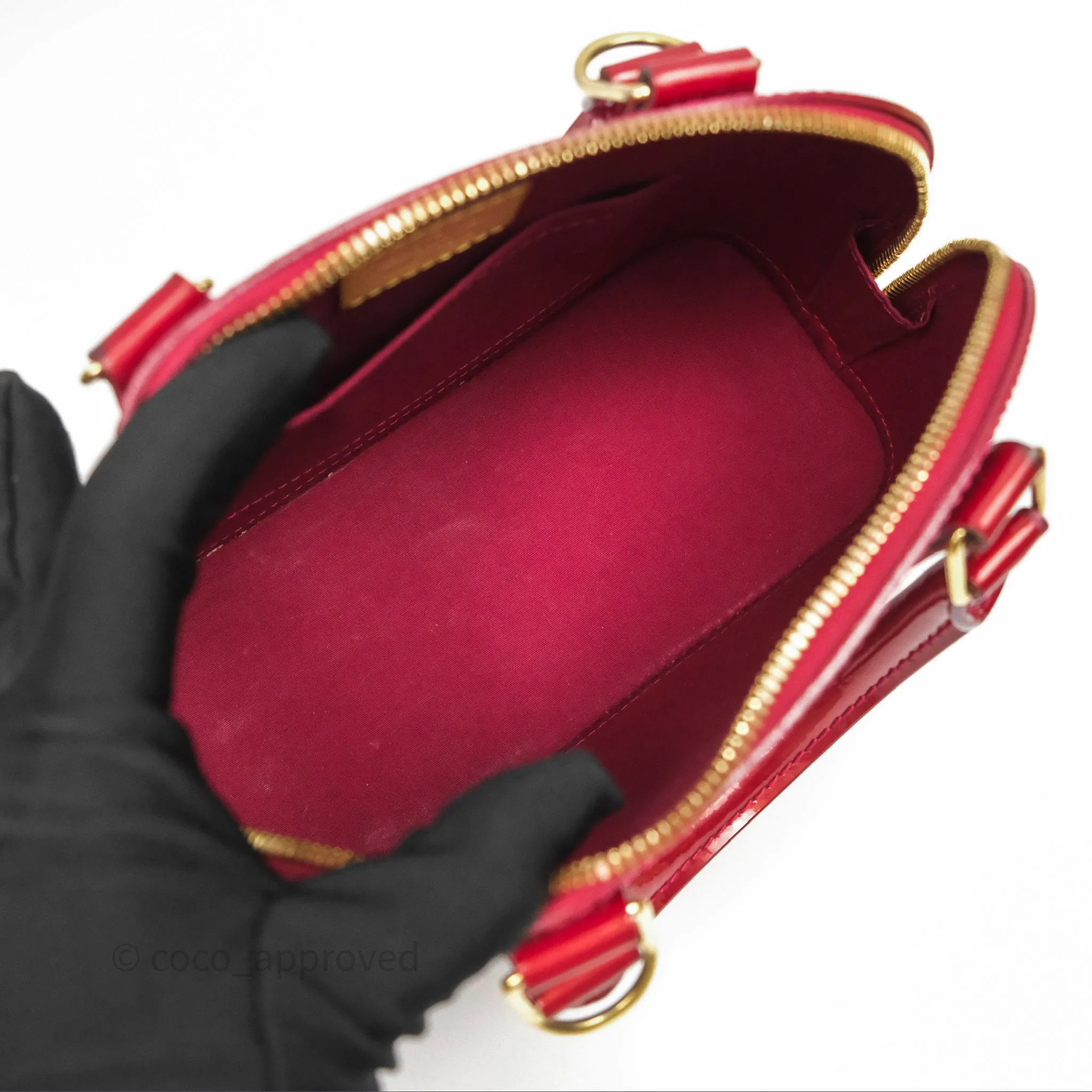 Louis Vuitton Alma BB Red Patent Gold Hardware