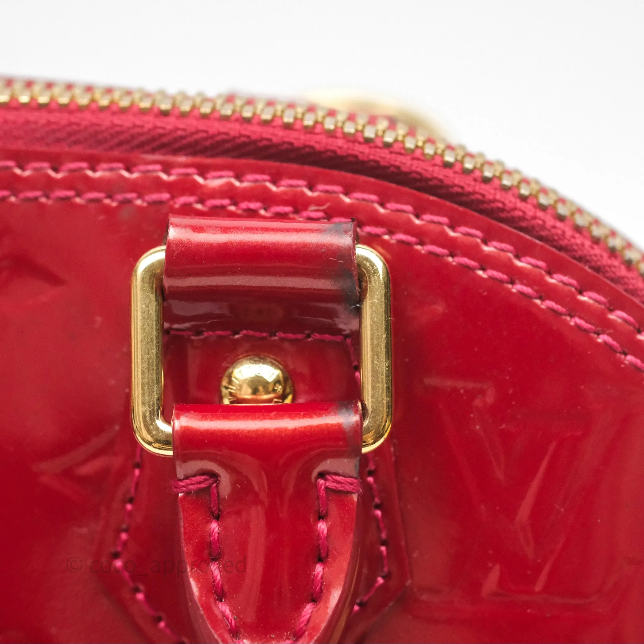 Louis Vuitton Alma BB Red Patent Gold Hardware