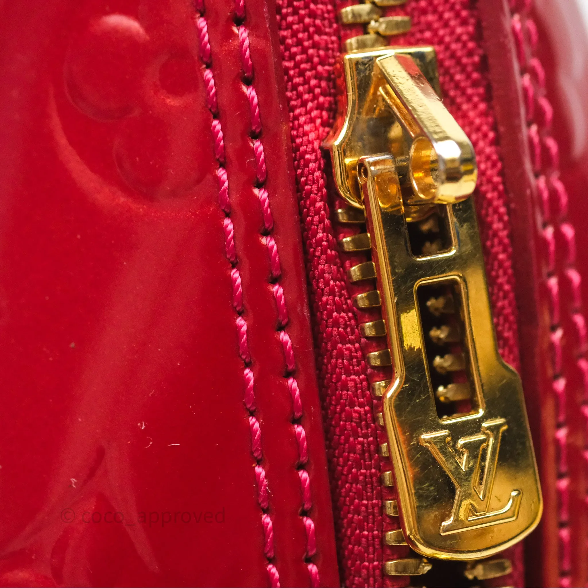 Louis Vuitton Alma BB Red Patent Gold Hardware