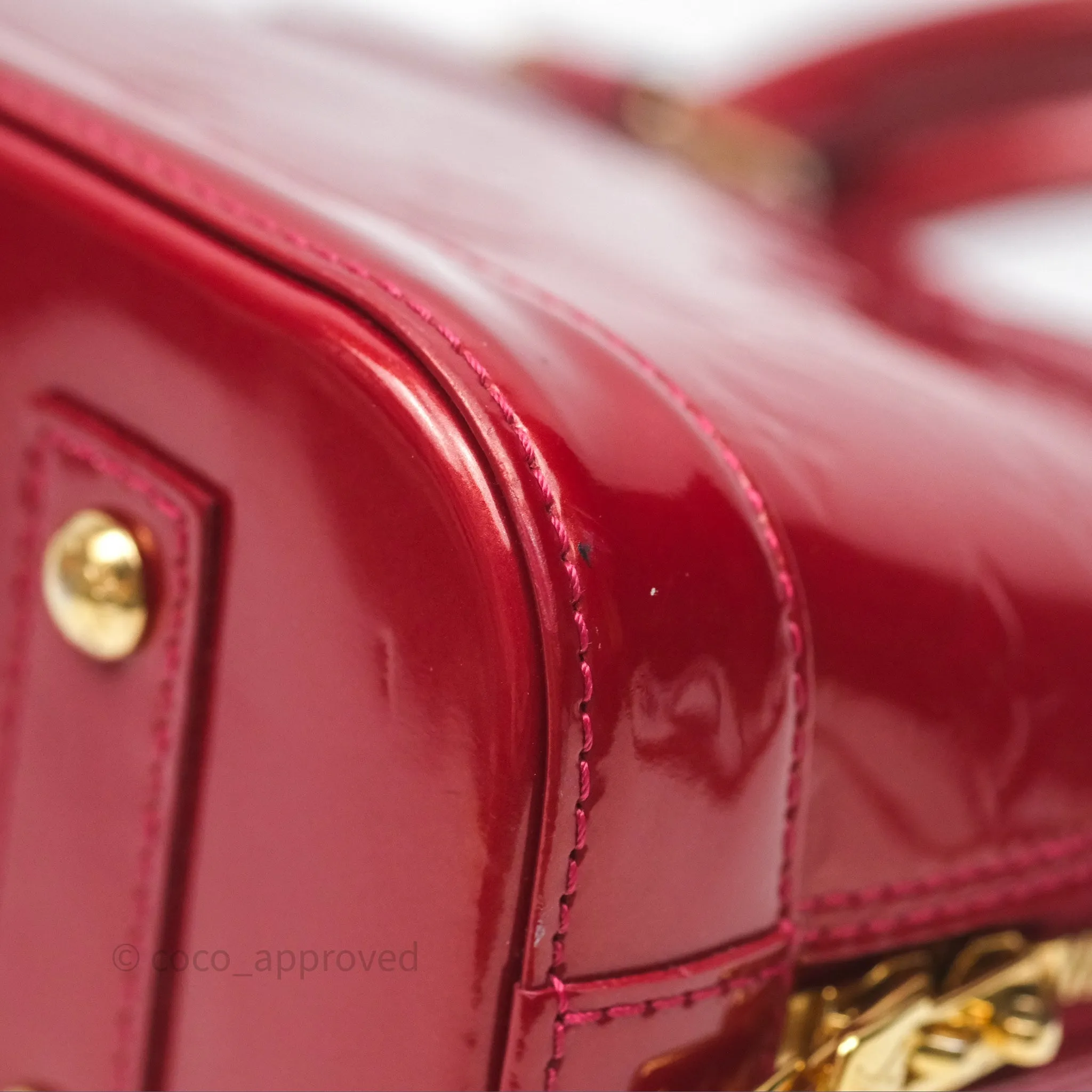 Louis Vuitton Alma BB Red Patent Gold Hardware