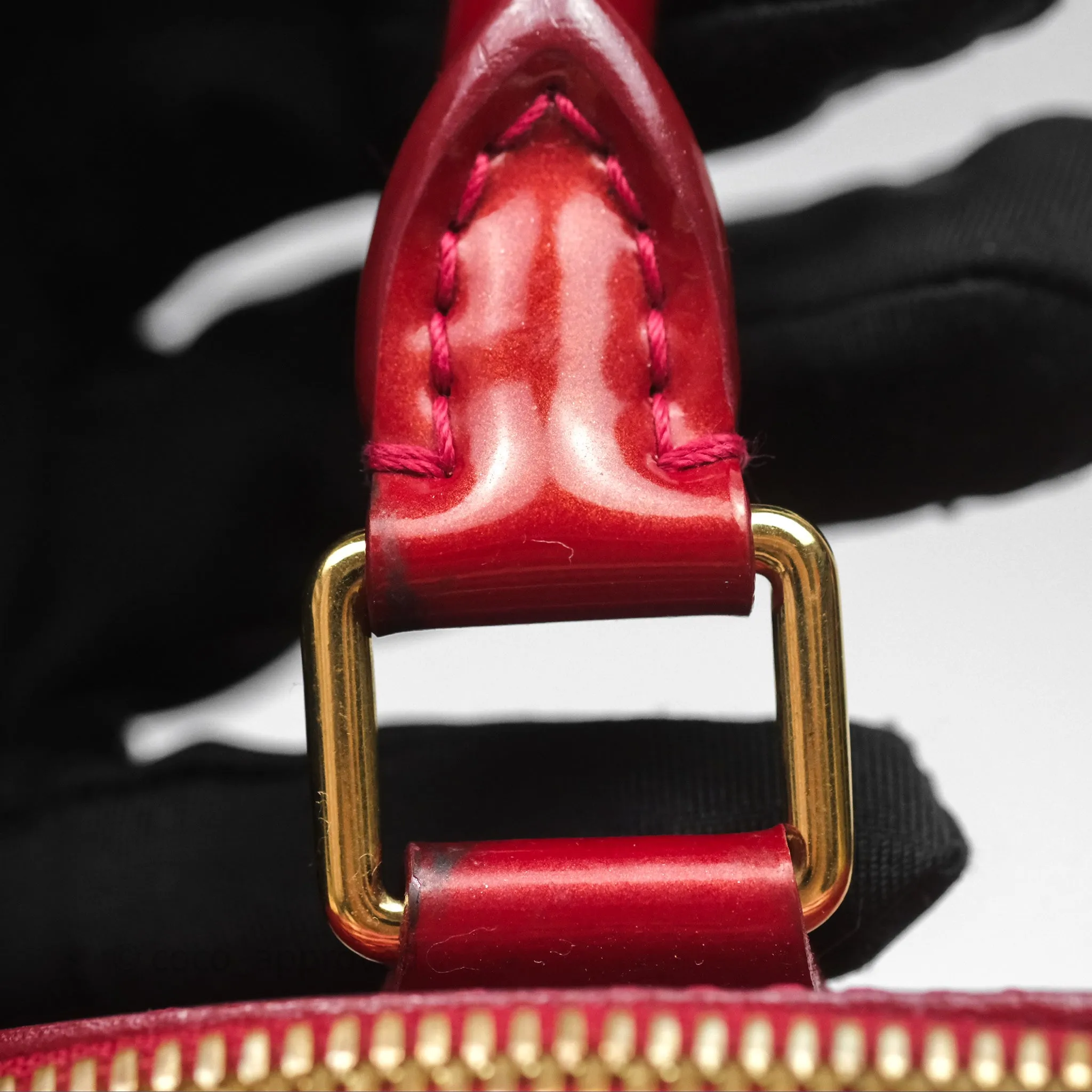 Louis Vuitton Alma BB Red Patent Gold Hardware