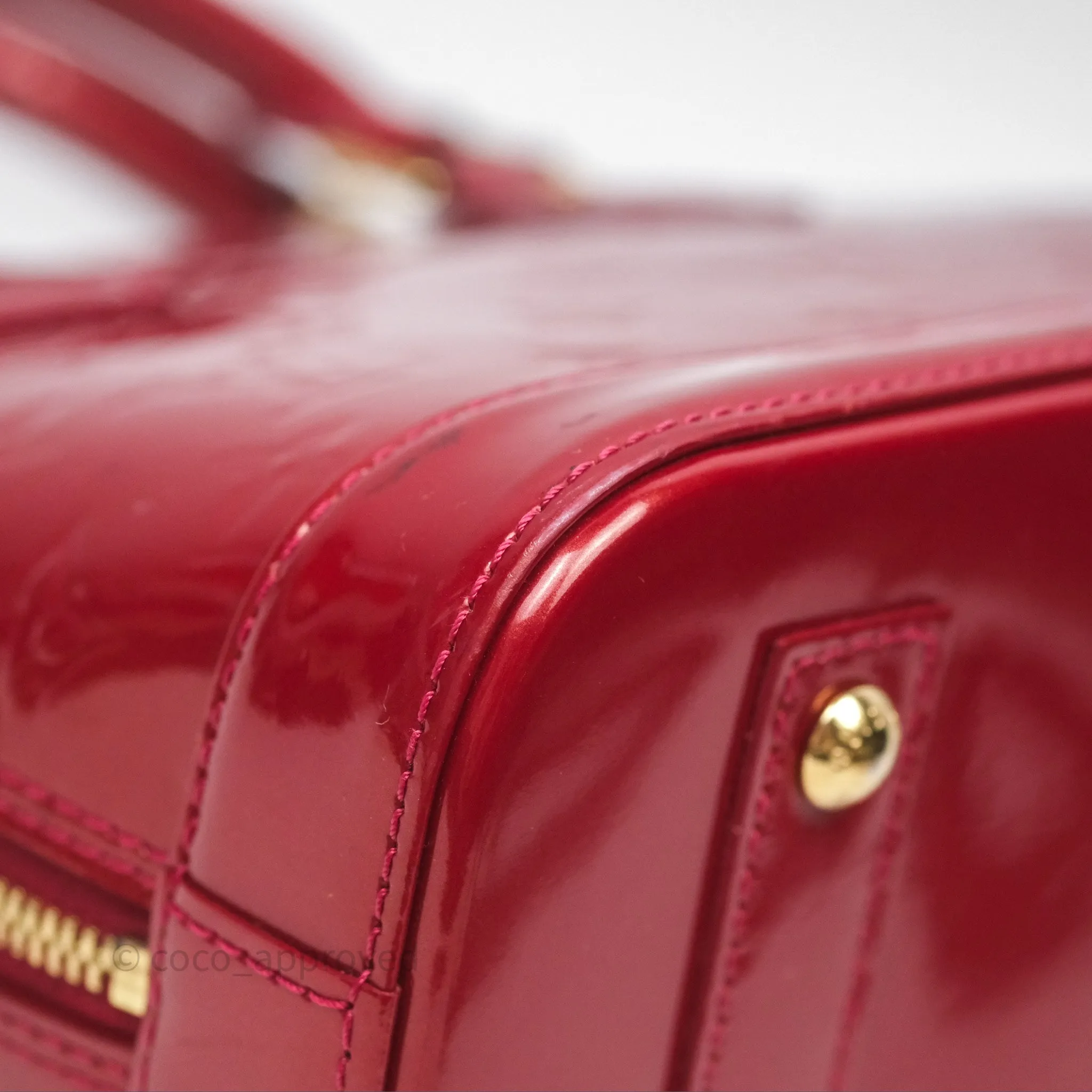 Louis Vuitton Alma BB Red Patent Gold Hardware