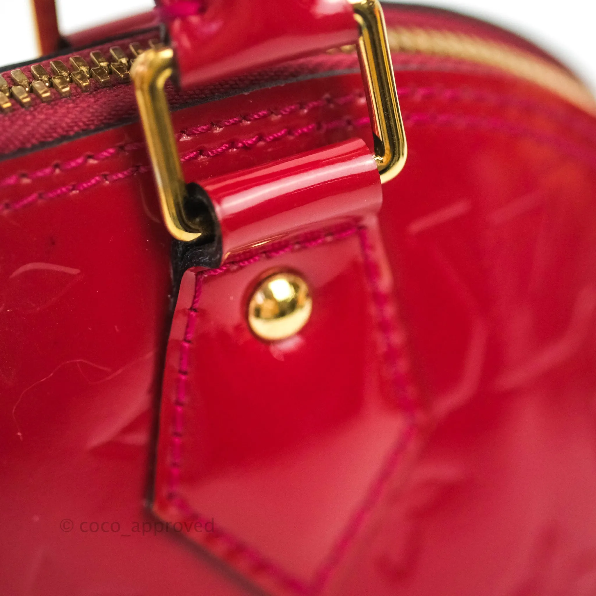 Louis Vuitton Alma BB Red Patent Leather Gold Hardware
