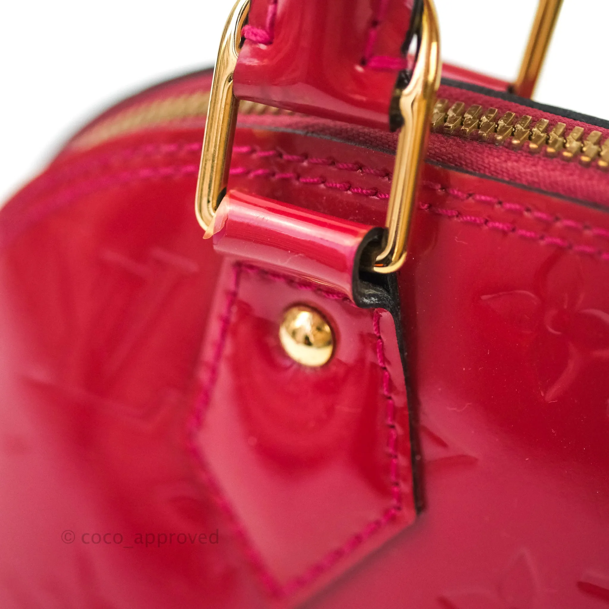 Louis Vuitton Alma BB Red Patent Leather Gold Hardware