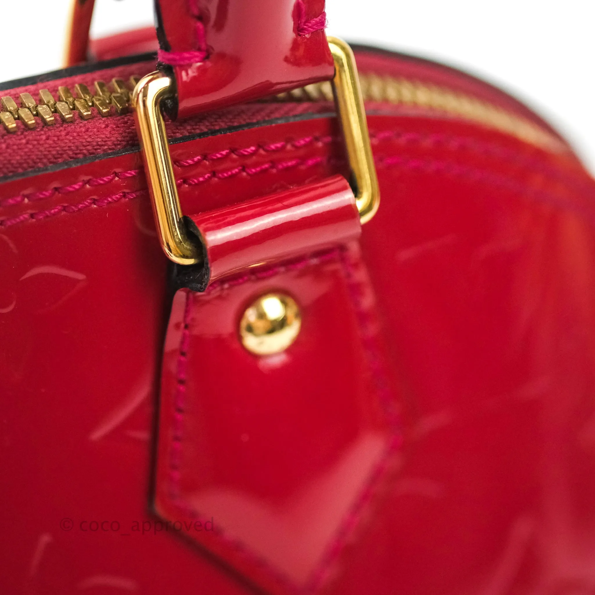 Louis Vuitton Alma BB Red Patent Leather Gold Hardware
