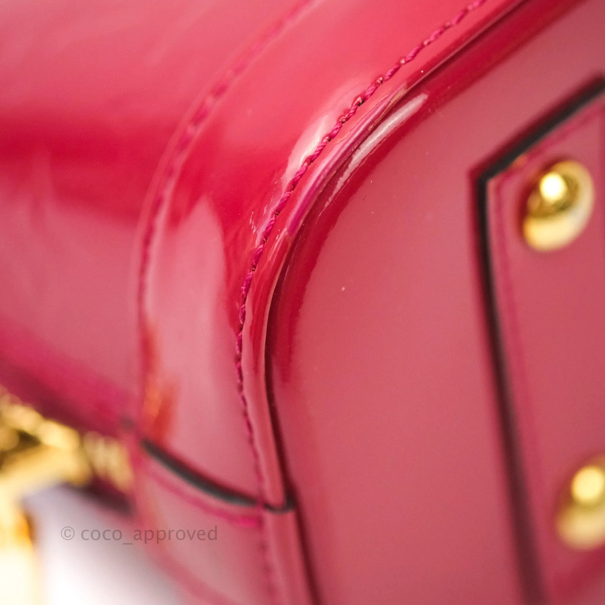 Louis Vuitton Alma BB Red Patent Leather Gold Hardware