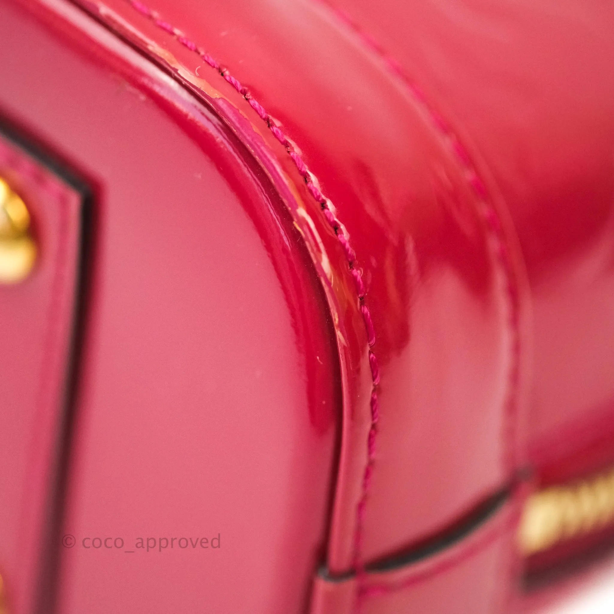 Louis Vuitton Alma BB Red Patent Leather Gold Hardware
