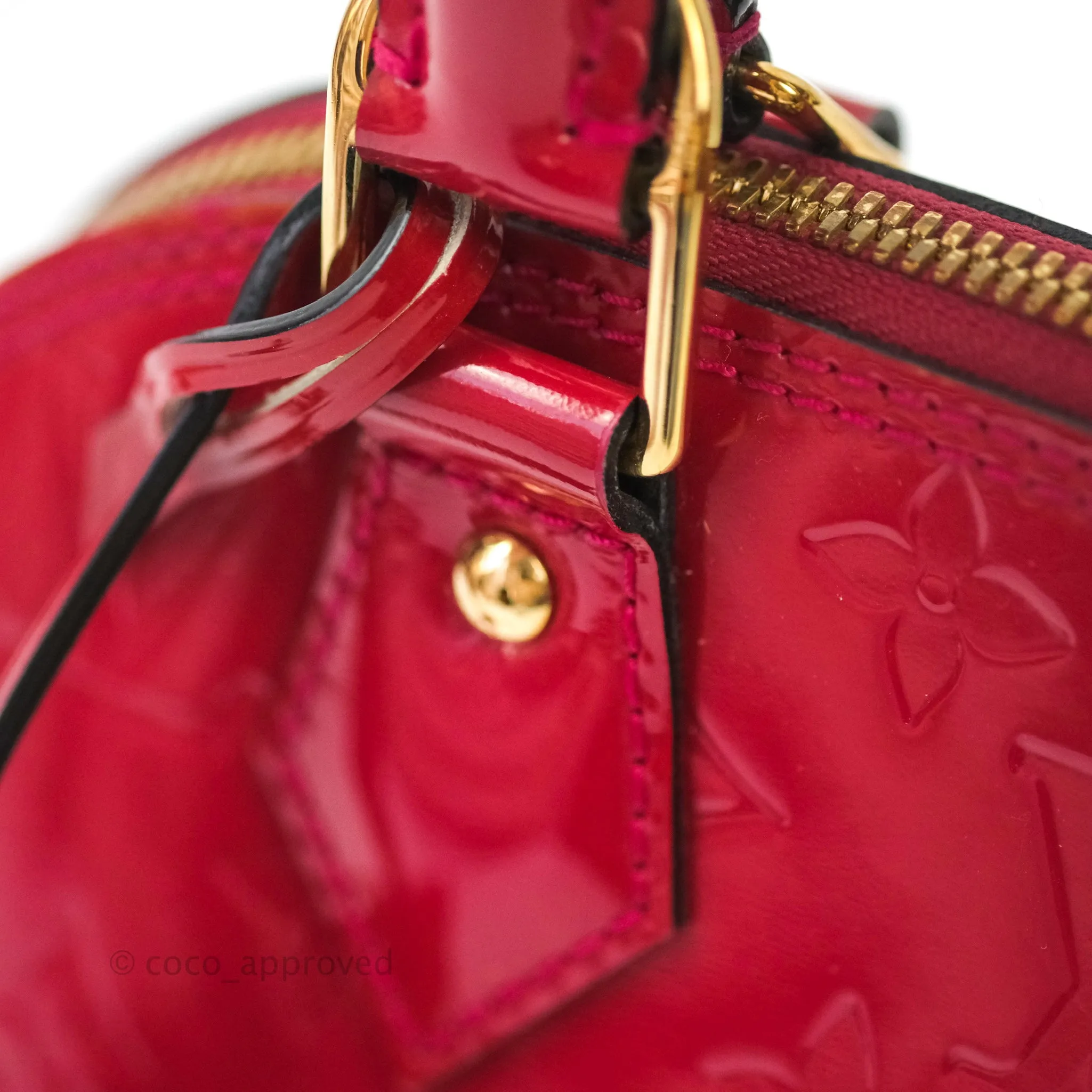 Louis Vuitton Alma BB Red Patent Leather Gold Hardware