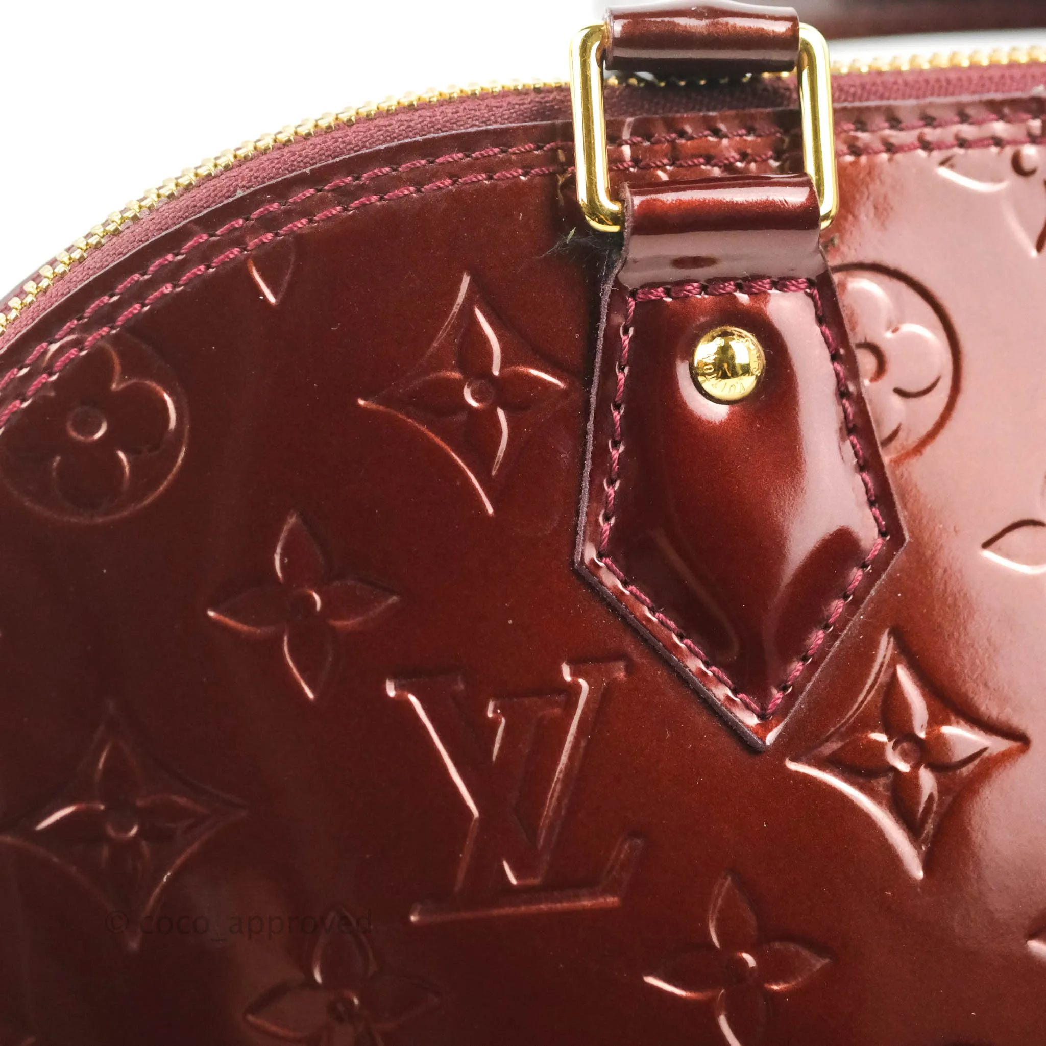Louis Vuitton Alma PM Burgundy Patent Gold Hardware