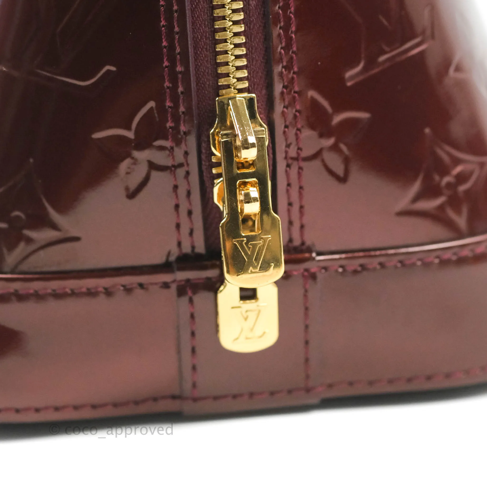 Louis Vuitton Alma PM Burgundy Patent Gold Hardware