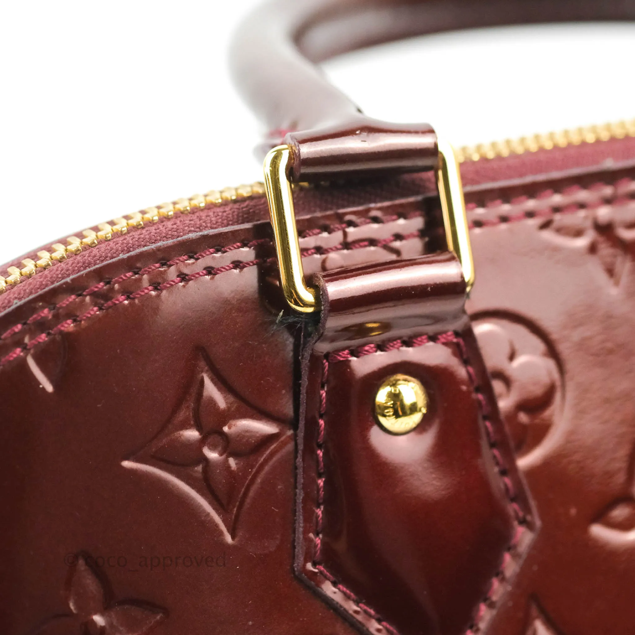 Louis Vuitton Alma PM Burgundy Patent Gold Hardware