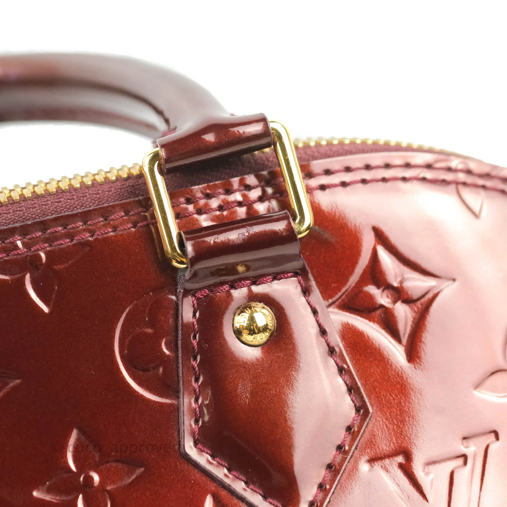 Louis Vuitton Alma PM Burgundy Patent Gold Hardware