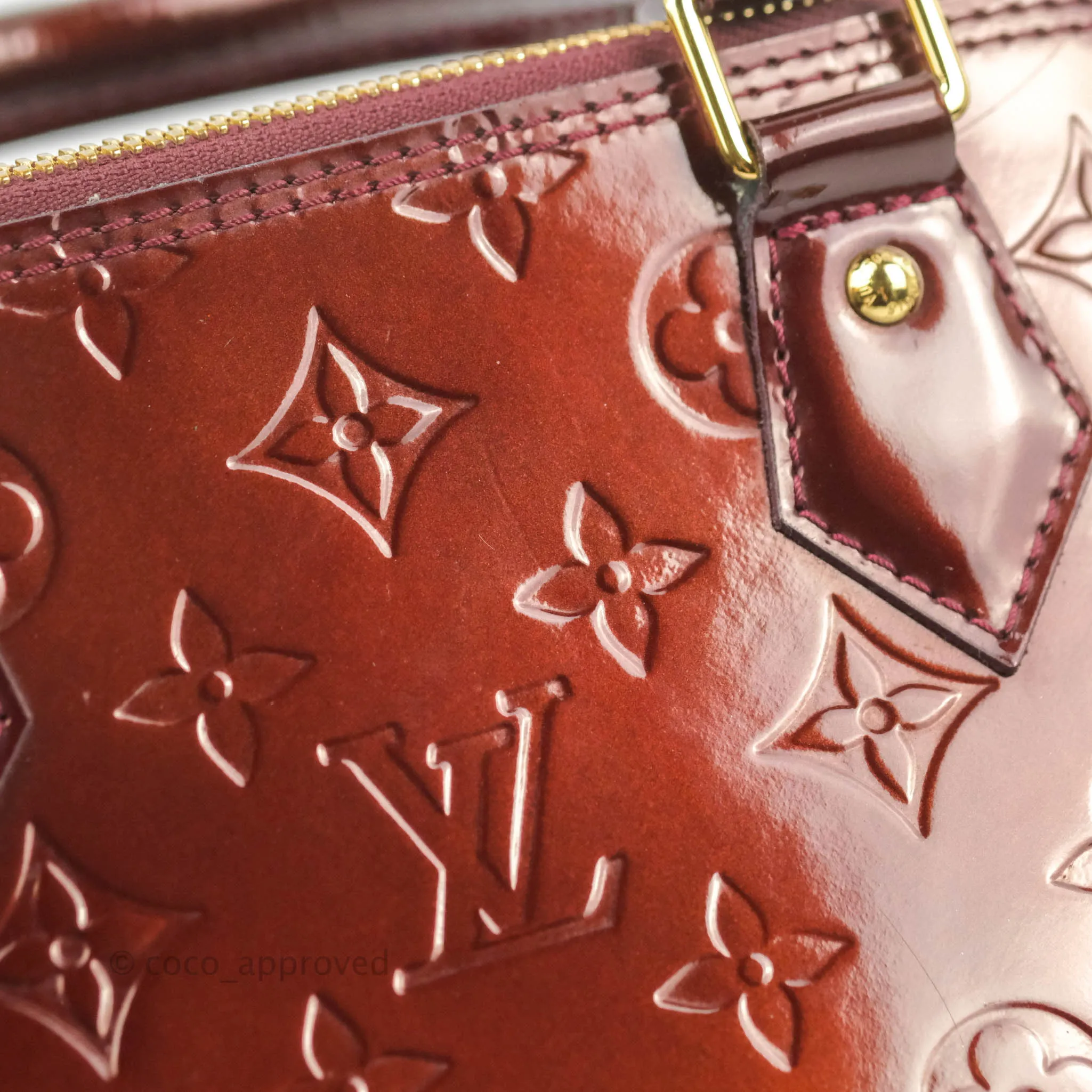 Louis Vuitton Alma PM Burgundy Patent Gold Hardware
