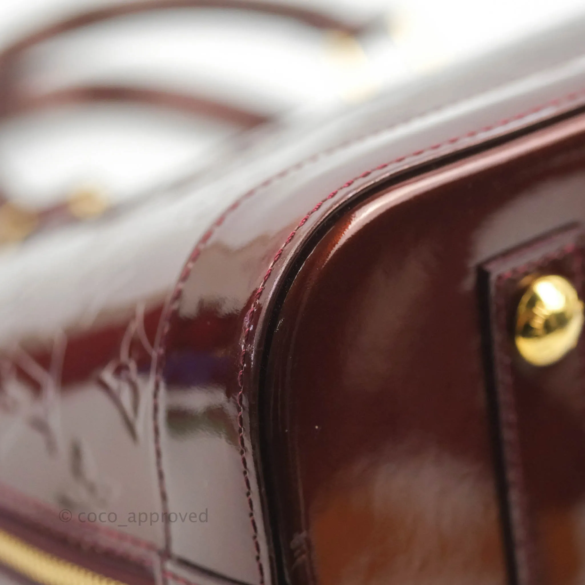 Louis Vuitton Alma PM Burgundy Patent Gold Hardware