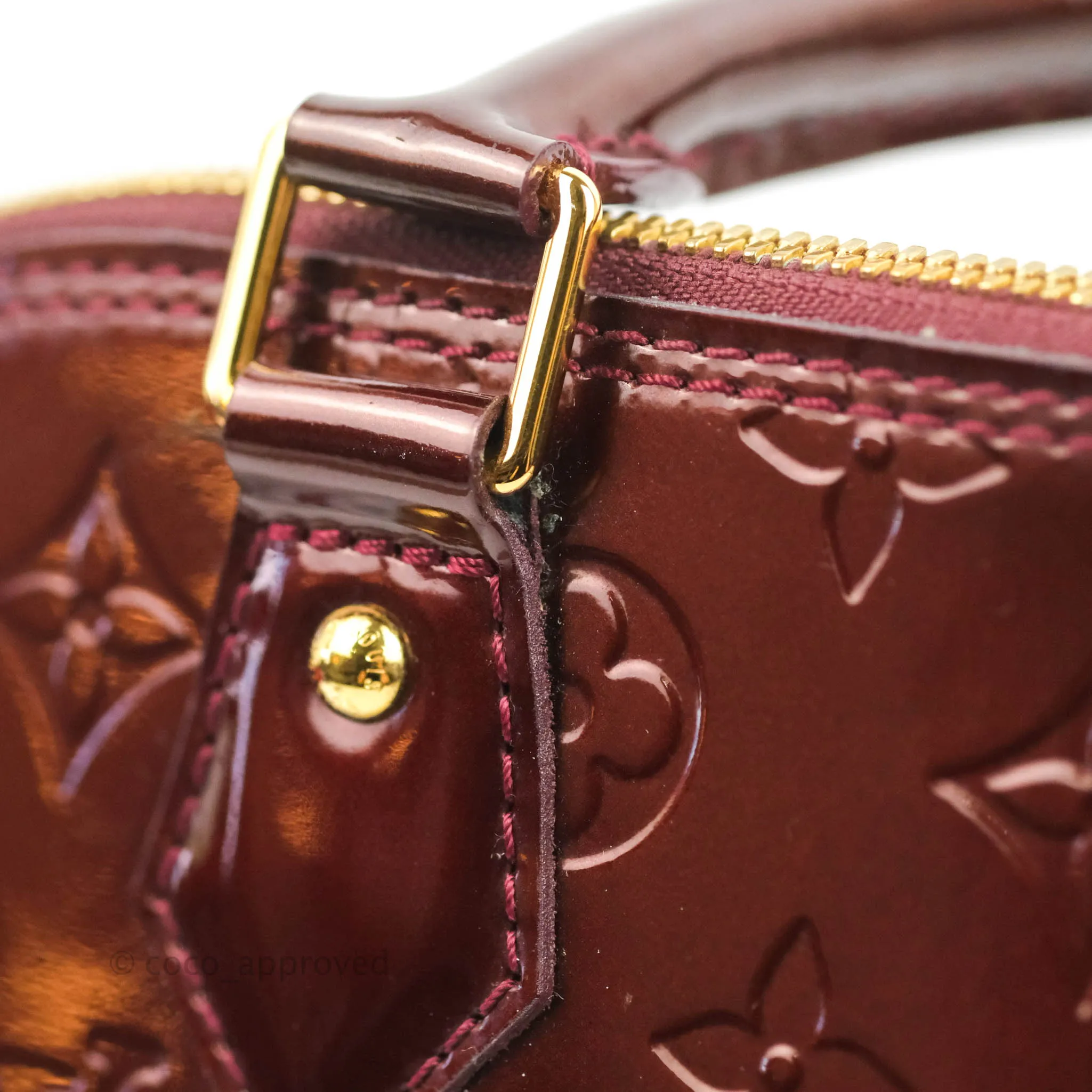 Louis Vuitton Alma PM Burgundy Patent Gold Hardware