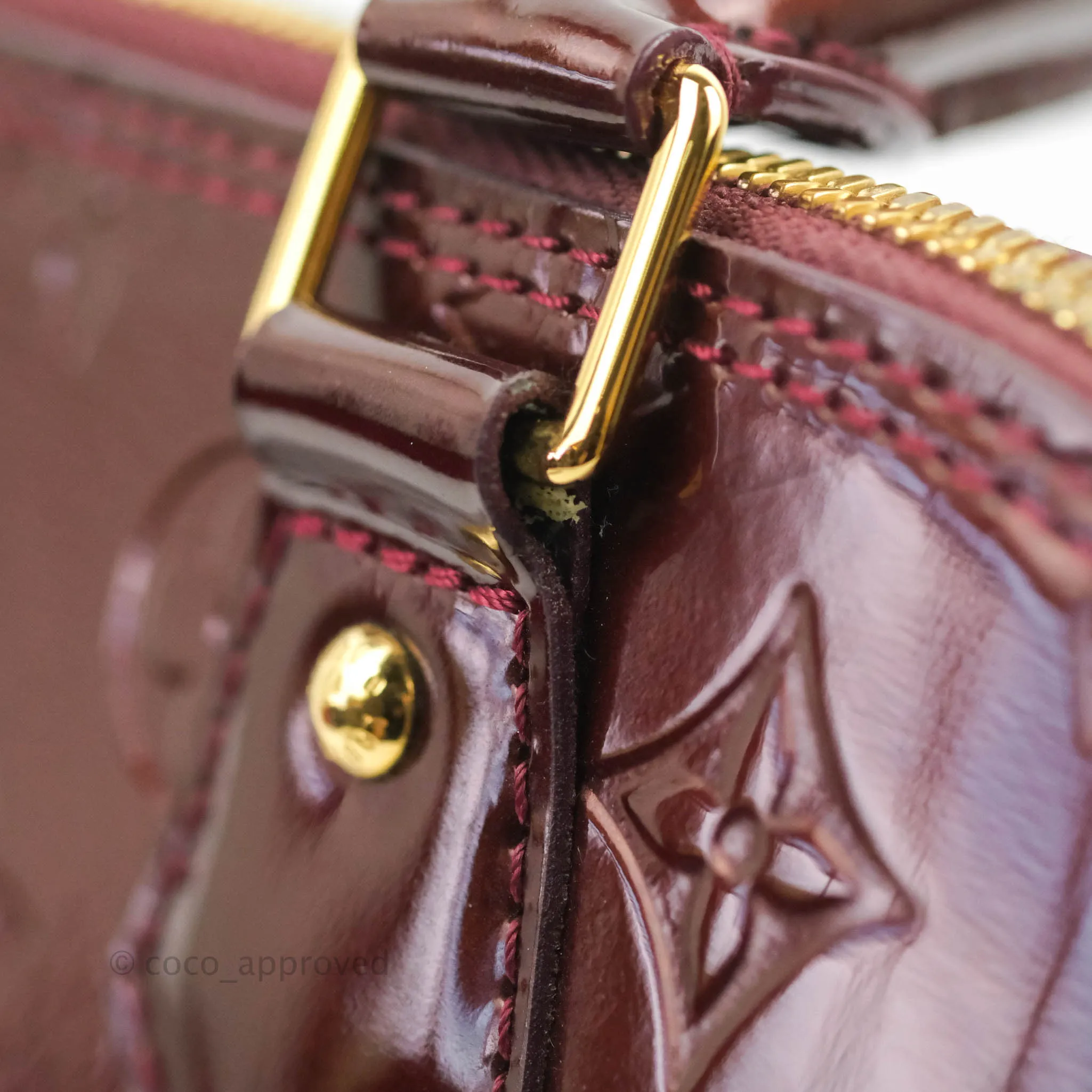 Louis Vuitton Alma PM Burgundy Patent Gold Hardware