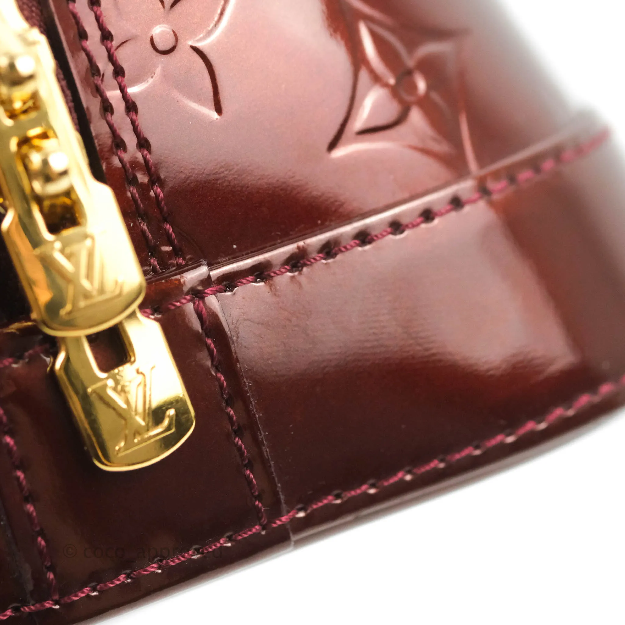 Louis Vuitton Alma PM Burgundy Patent Gold Hardware
