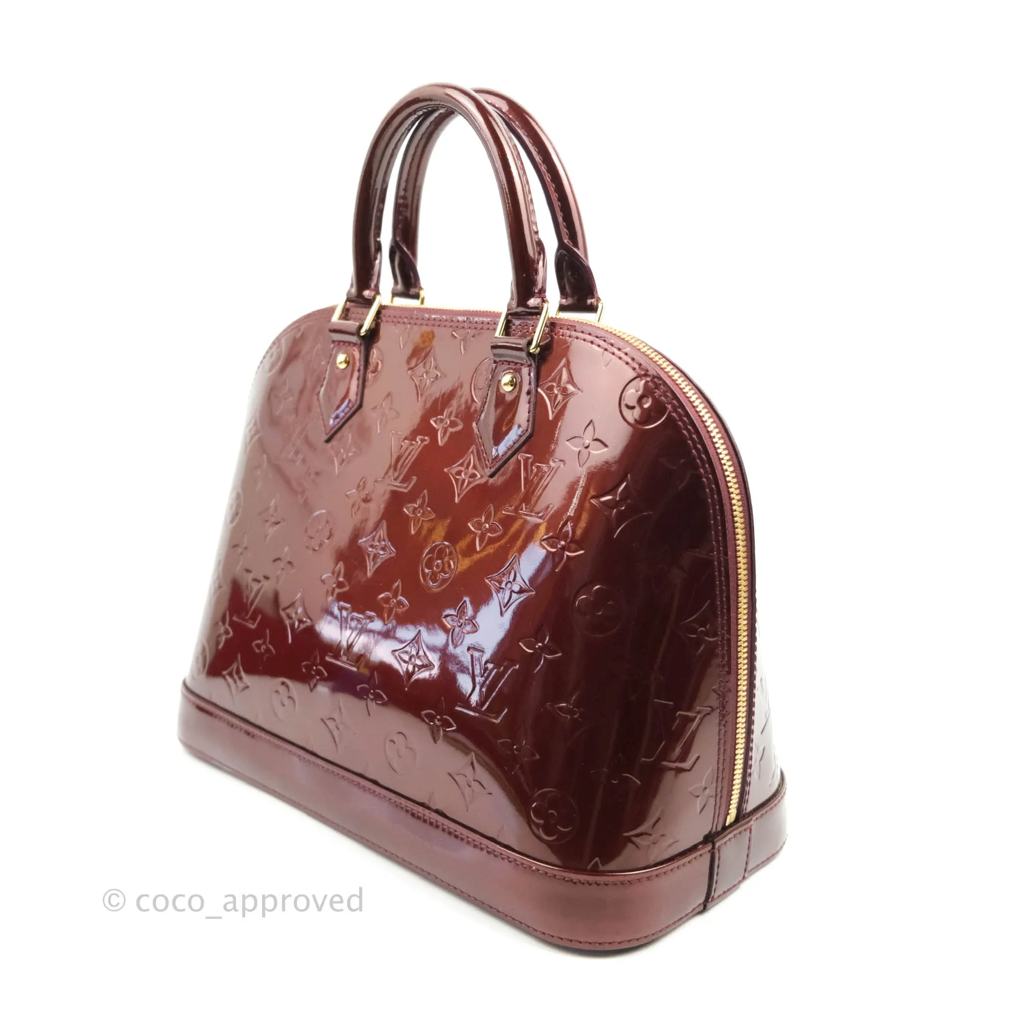 Louis Vuitton Alma PM Burgundy Patent Gold Hardware