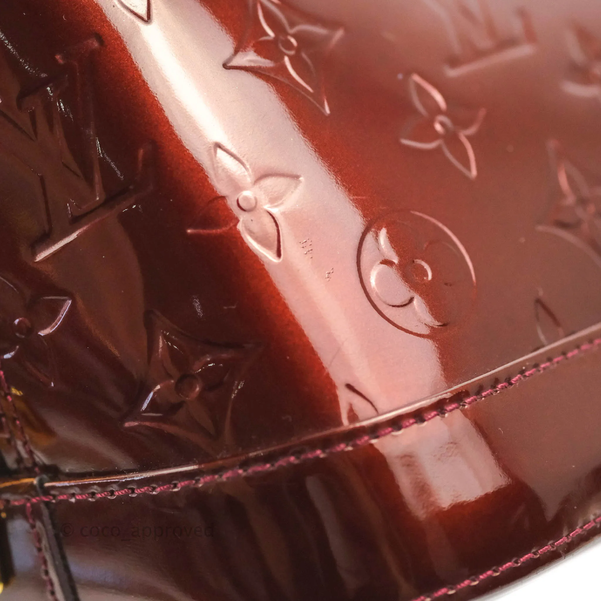 Louis Vuitton Alma PM Burgundy Patent Gold Hardware