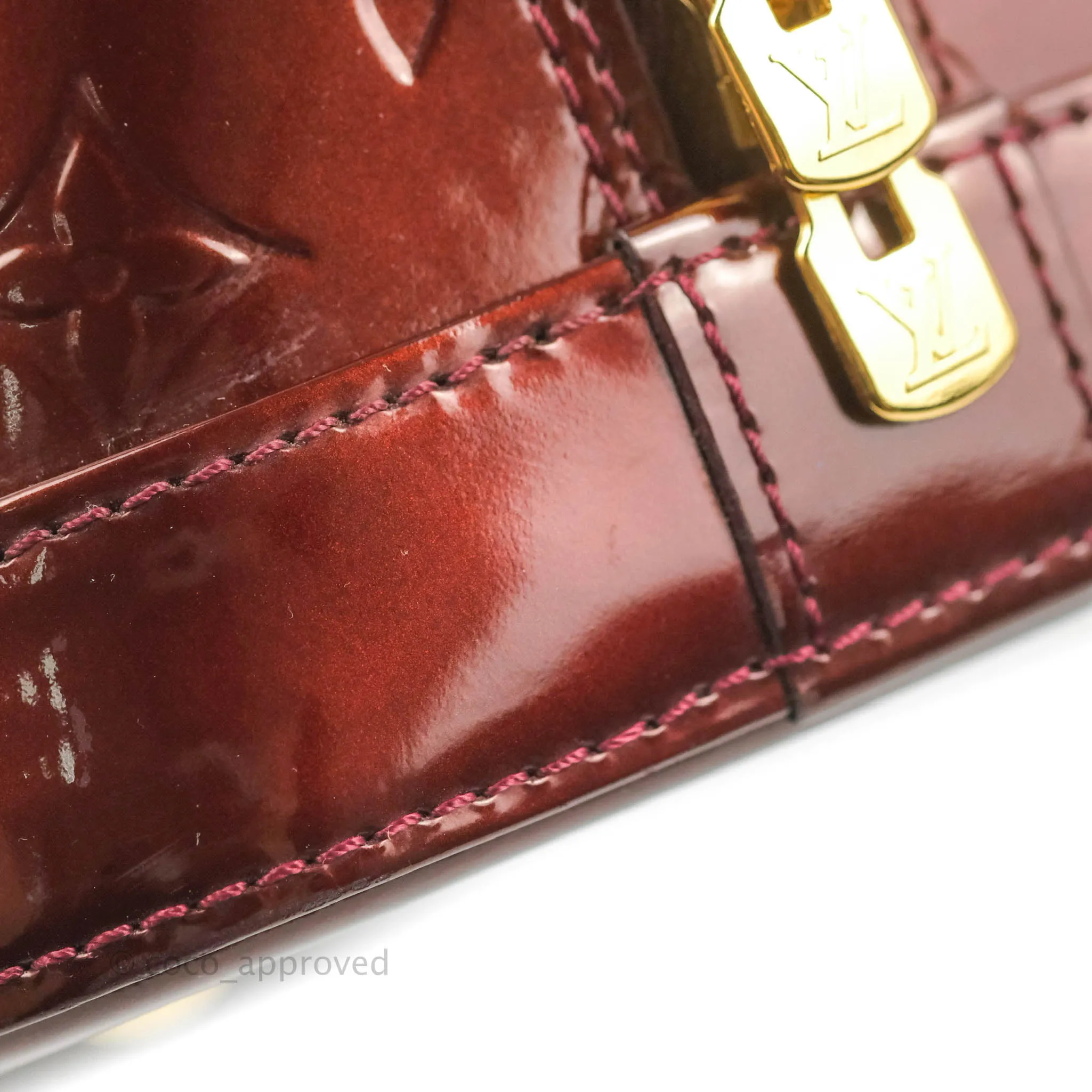 Louis Vuitton Alma PM Burgundy Patent Gold Hardware