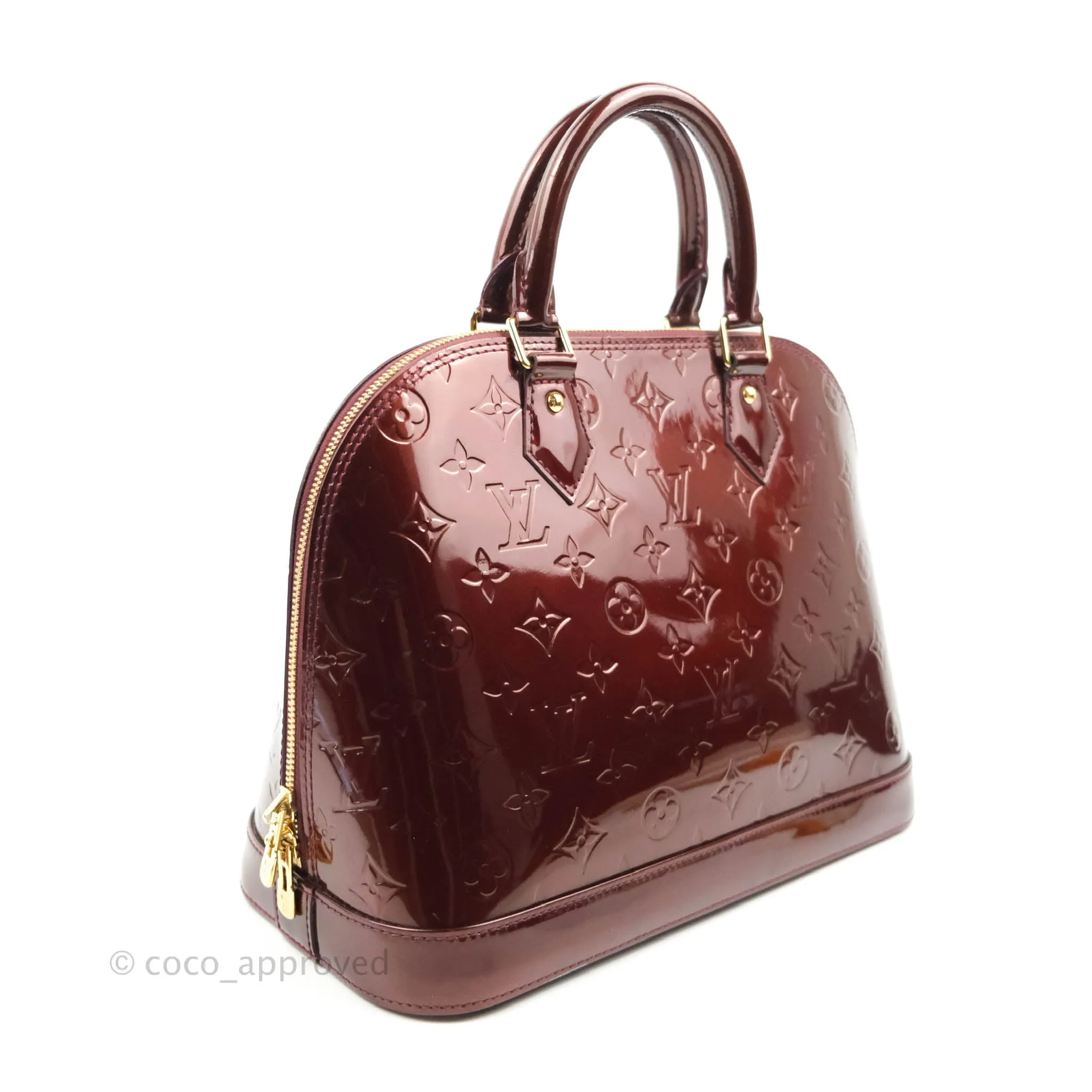 Louis Vuitton Alma PM Burgundy Patent Gold Hardware