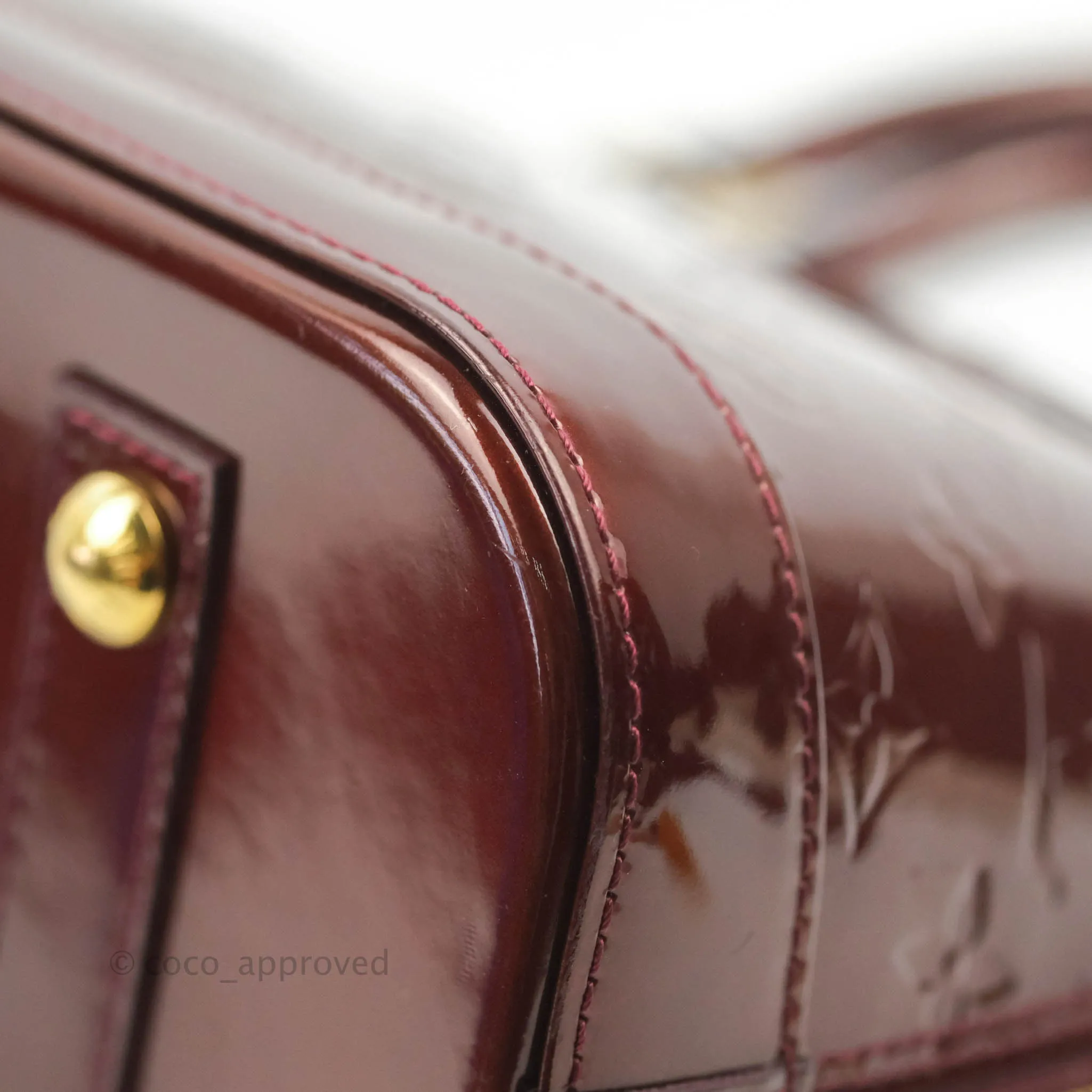 Louis Vuitton Alma PM Burgundy Patent Gold Hardware