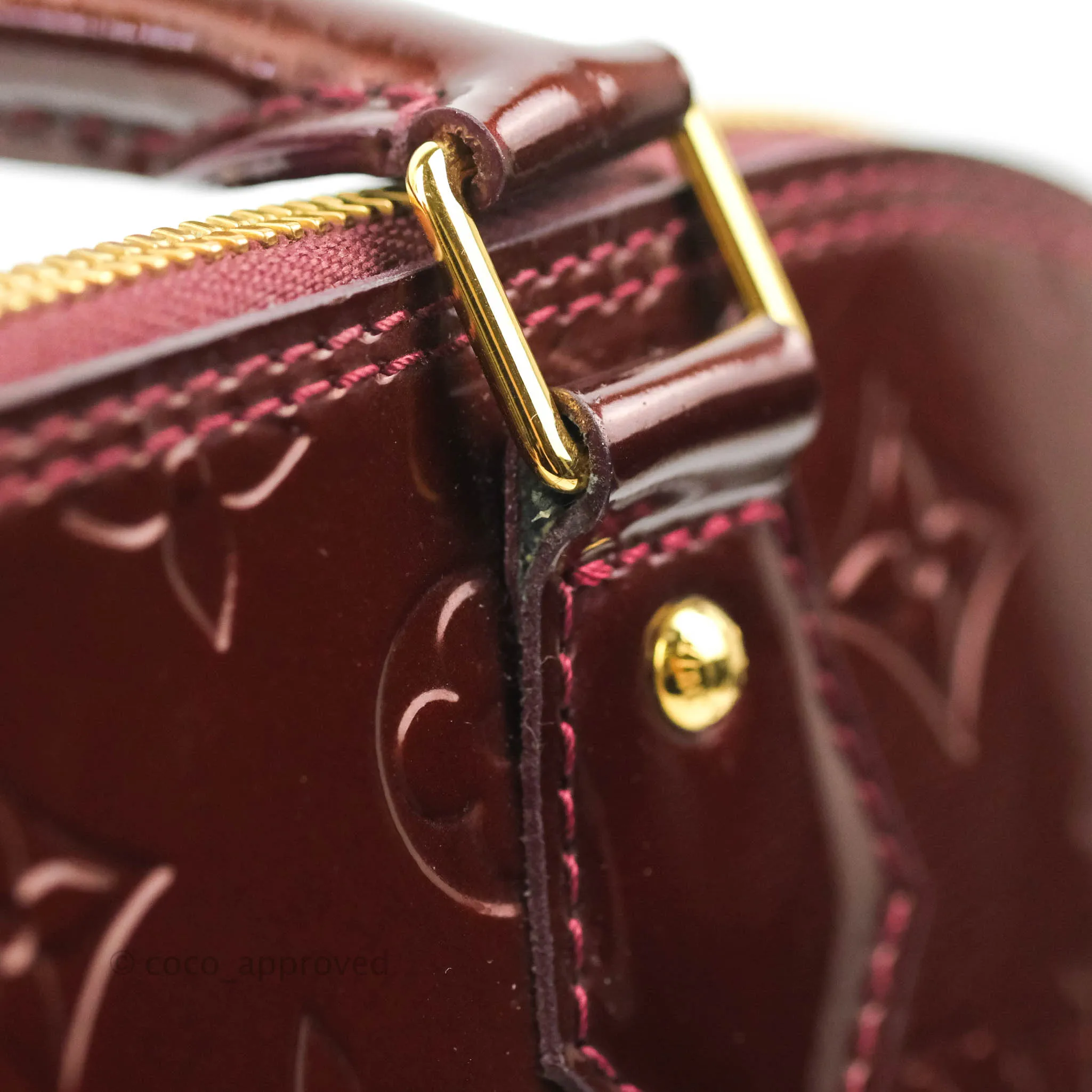 Louis Vuitton Alma PM Burgundy Patent Gold Hardware