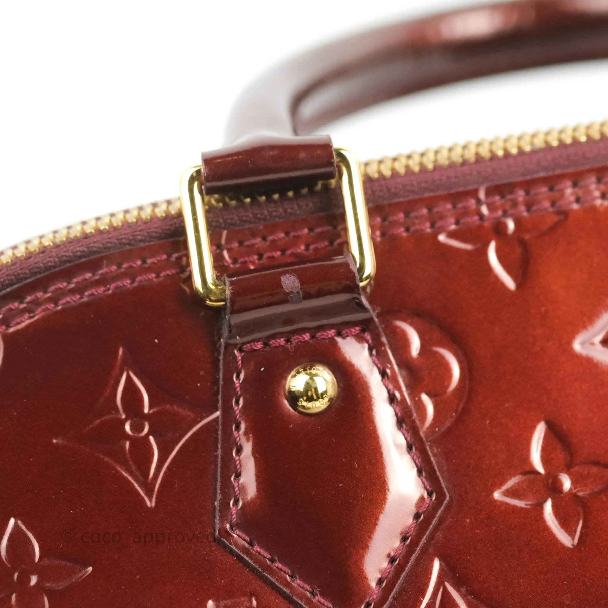 Louis Vuitton Alma PM Burgundy Patent Gold Hardware