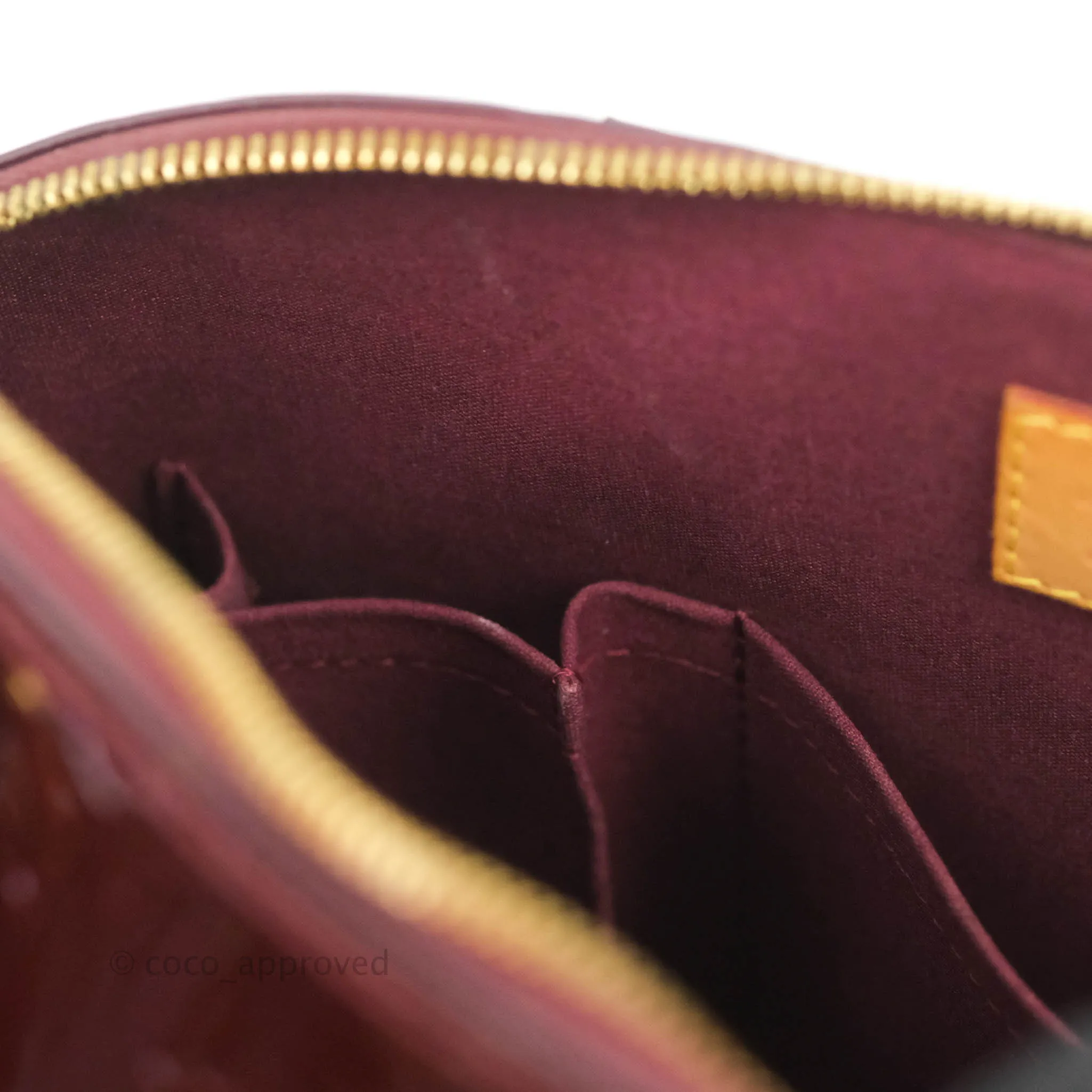 Louis Vuitton Alma PM Burgundy Patent Gold Hardware
