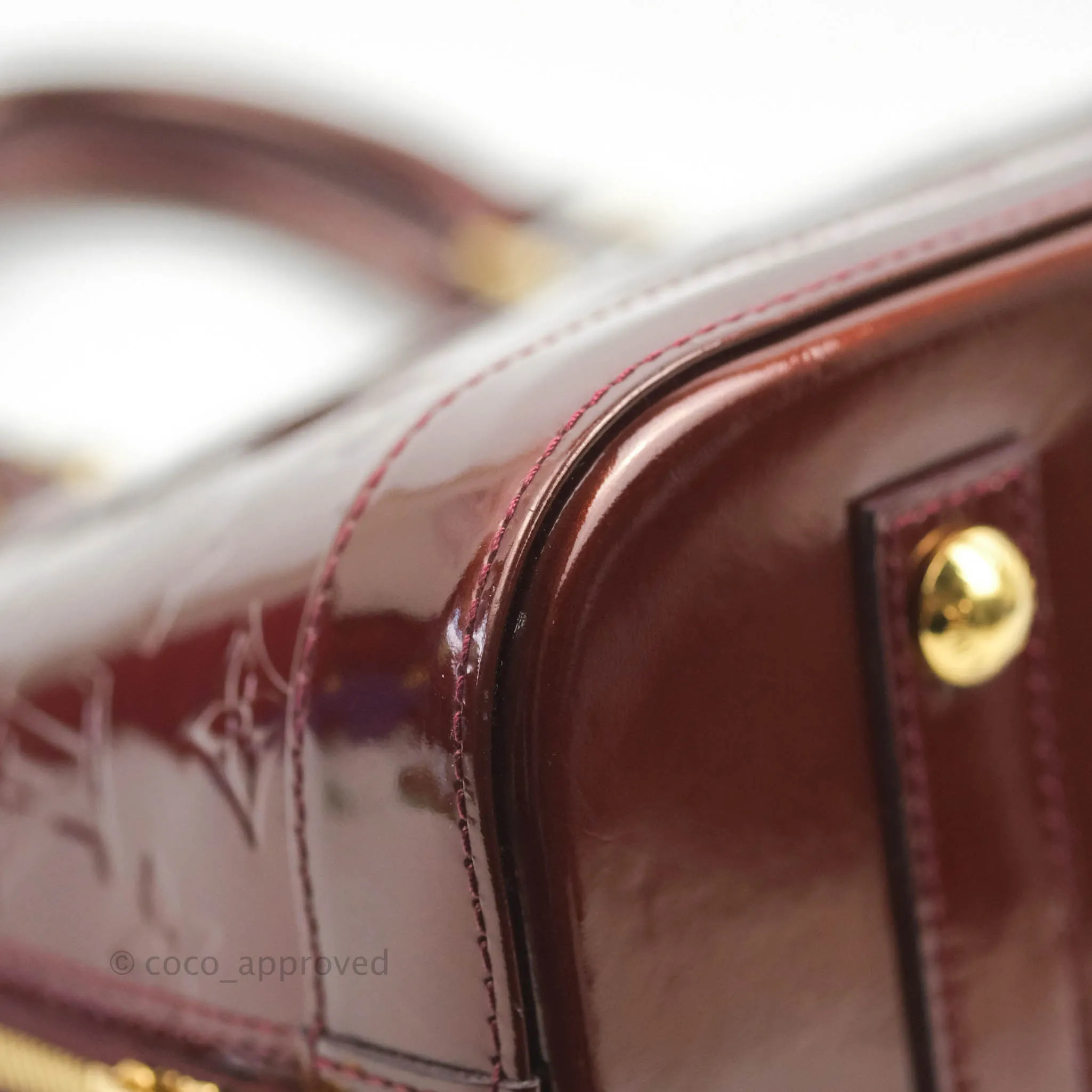 Louis Vuitton Alma PM Burgundy Patent Gold Hardware