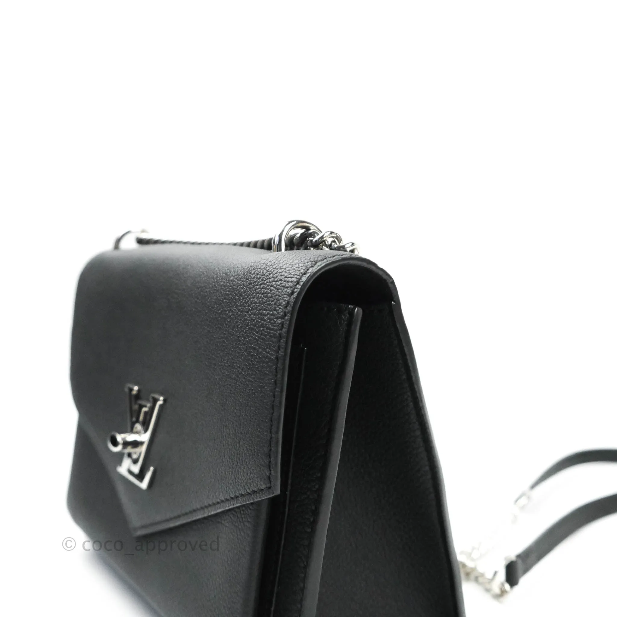 Louis Vuitton Calfskin My Lockme BB Bag Black Silver Hardware