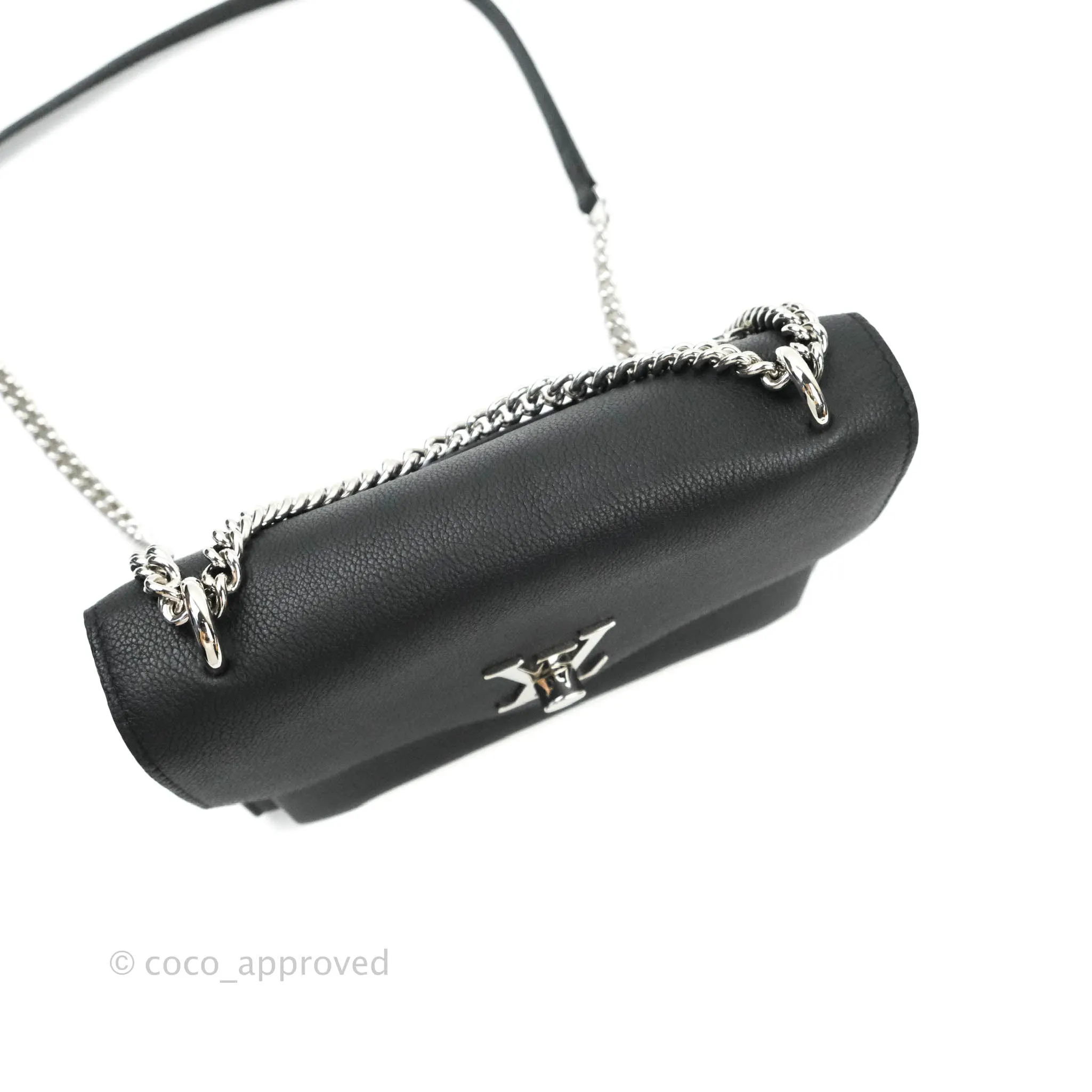 Louis Vuitton Calfskin My Lockme BB Bag Black Silver Hardware