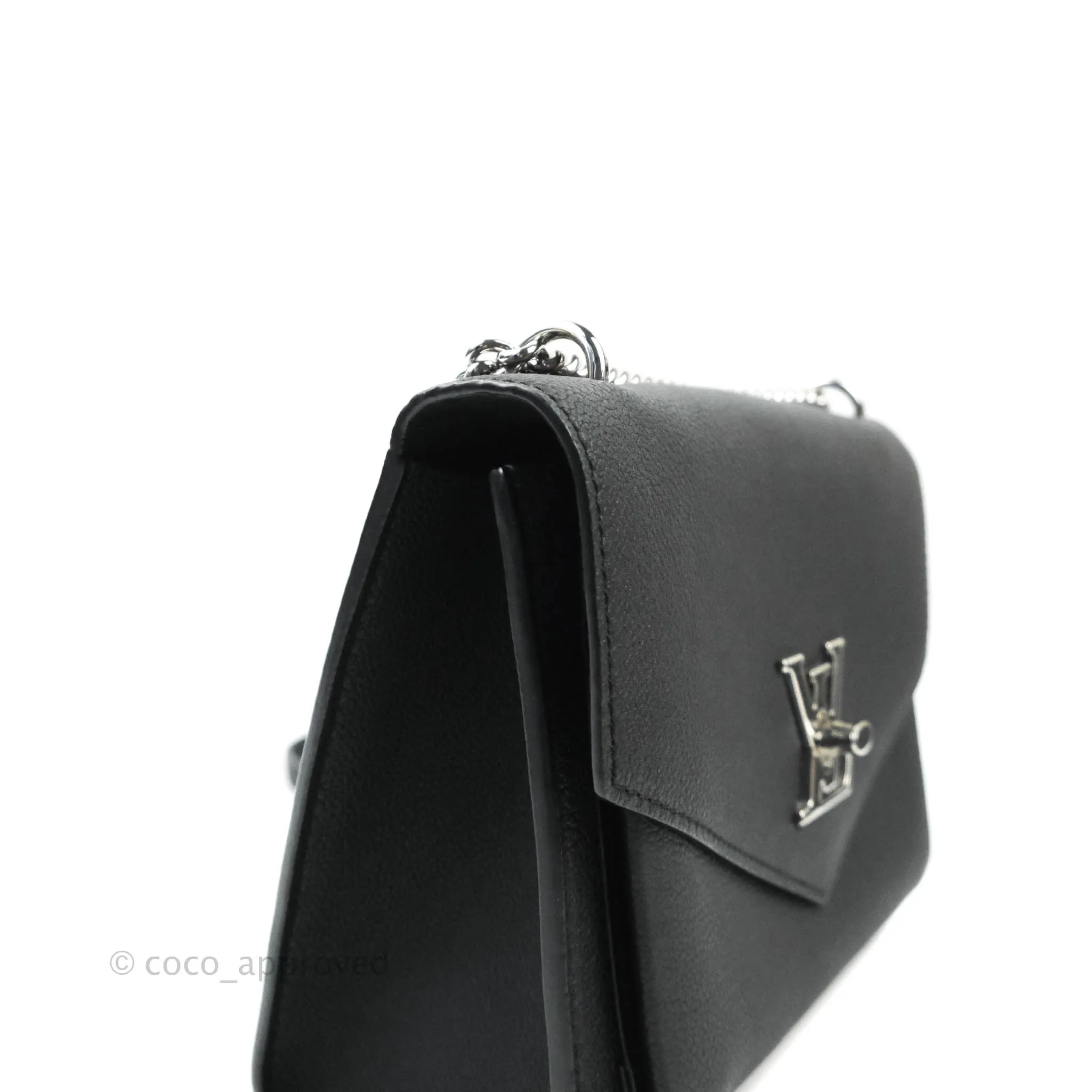 Louis Vuitton Calfskin My Lockme BB Bag Black Silver Hardware