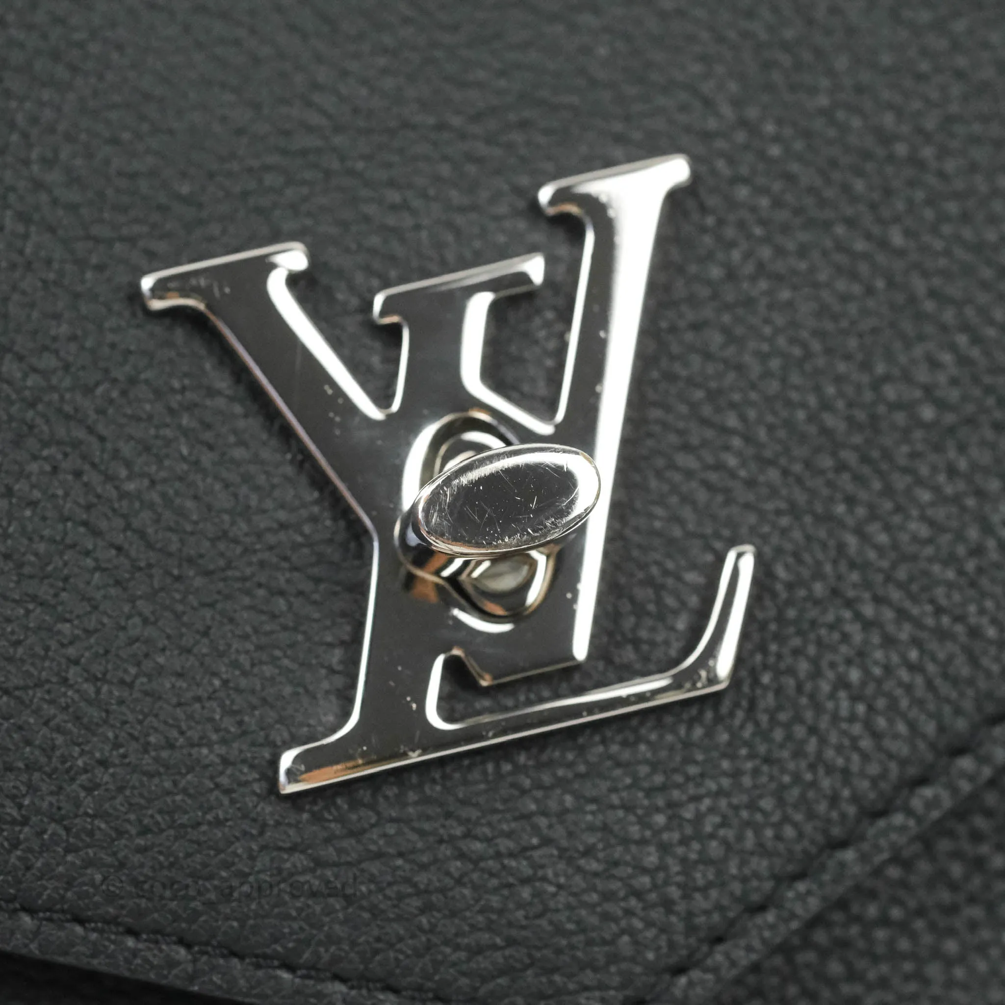 Louis Vuitton Calfskin My Lockme BB Bag Black Silver Hardware