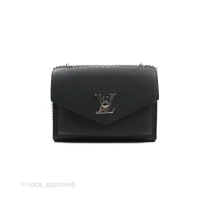 Louis Vuitton Calfskin My Lockme BB Bag Black Silver Hardware
