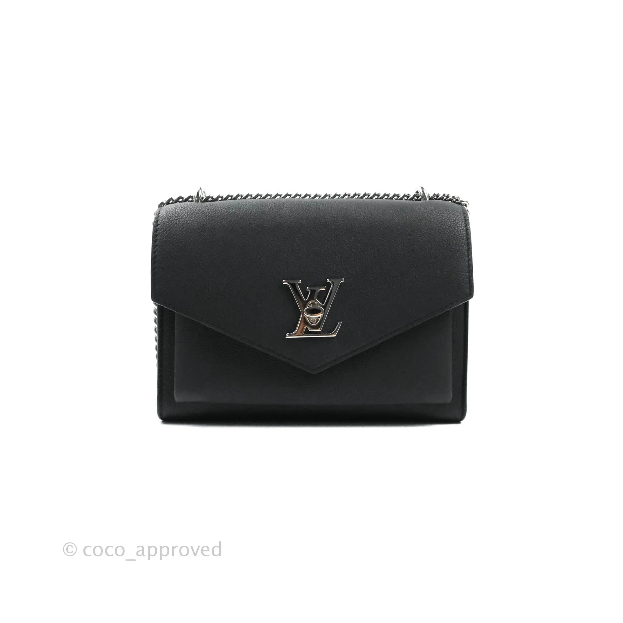 Louis Vuitton Calfskin My Lockme BB Bag Black Silver Hardware
