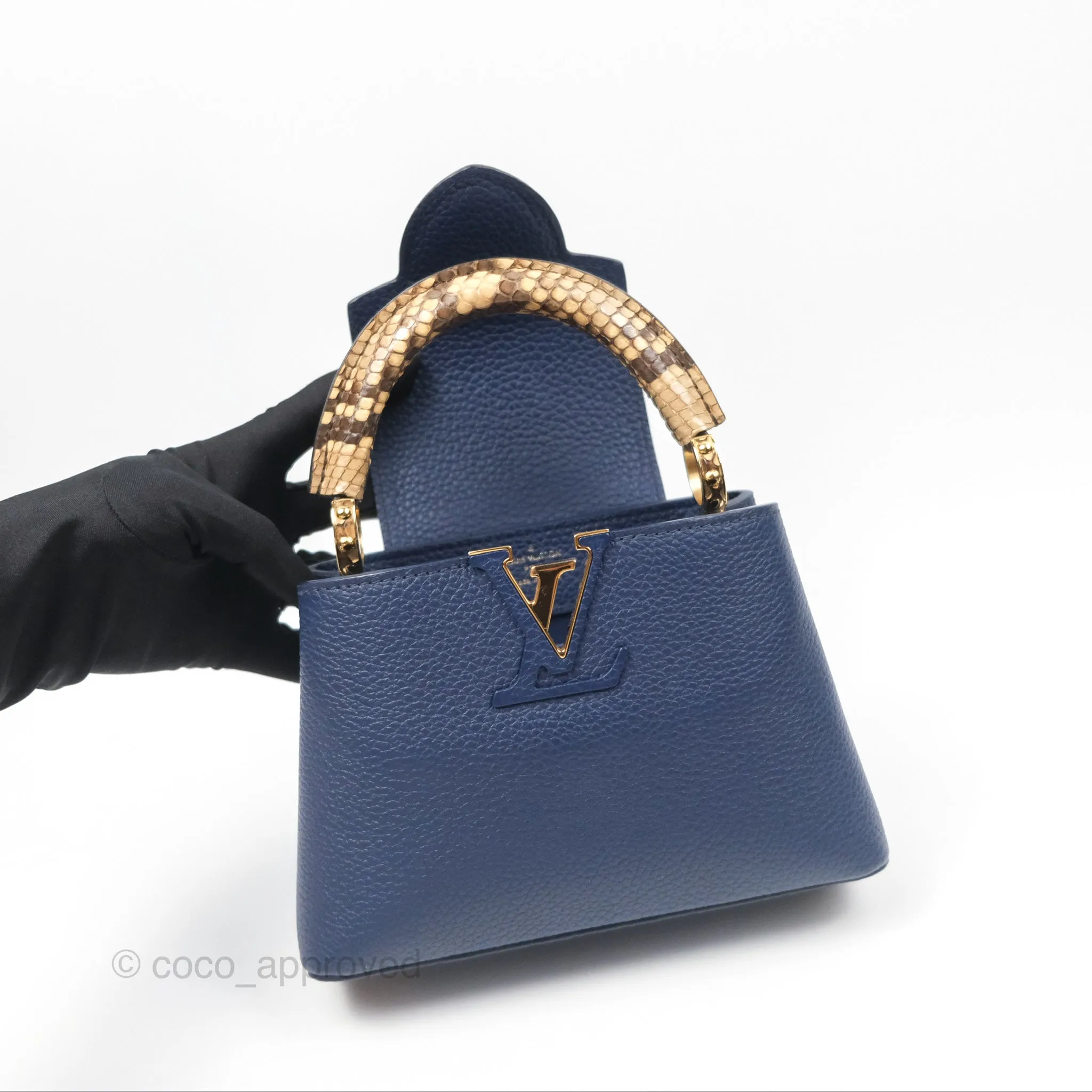 Louis Vuitton Capucines Mini Navy in Taurillon Leather and Python Leather