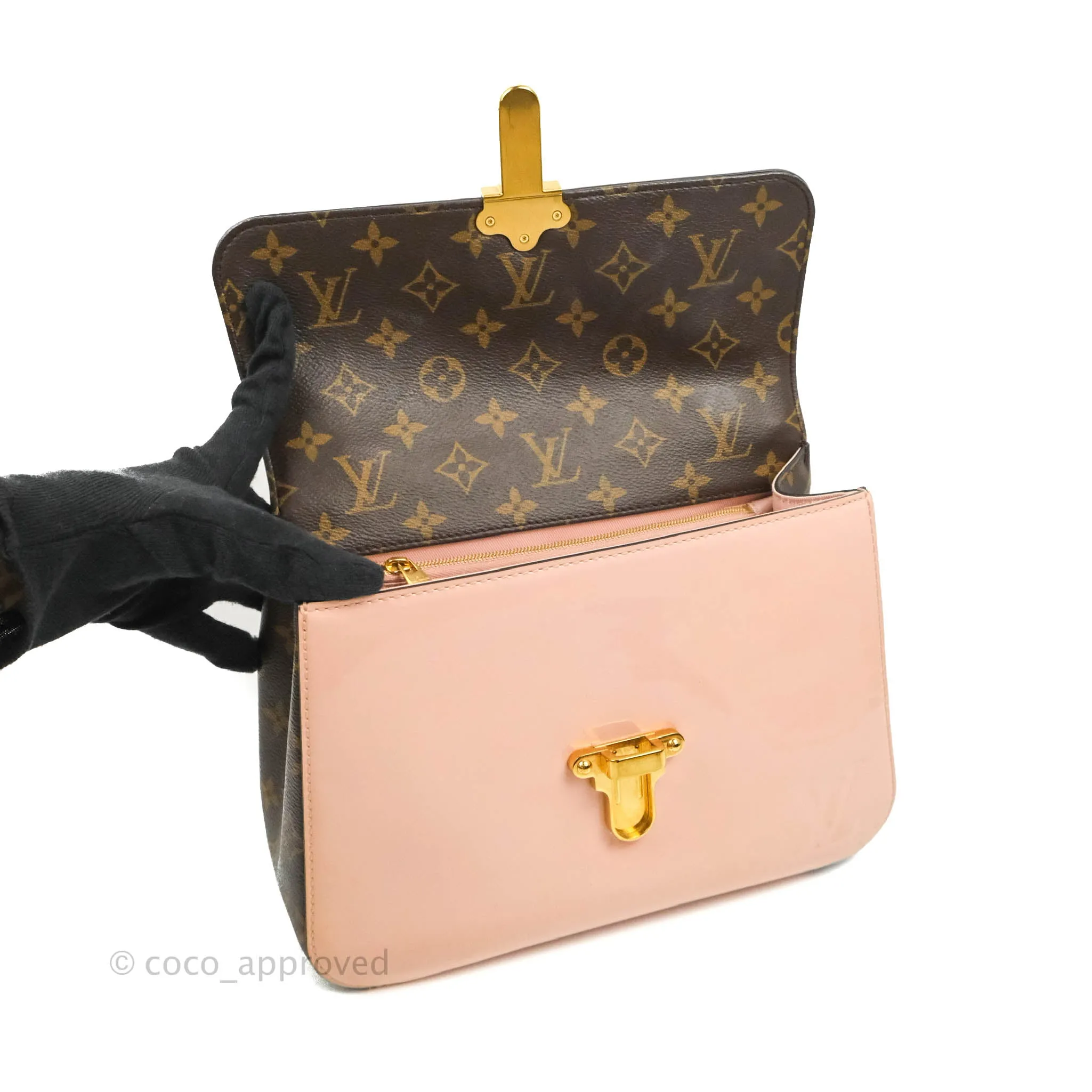 Louis Vuitton Cherrywood PM Handbag Patent Monogram Canvas