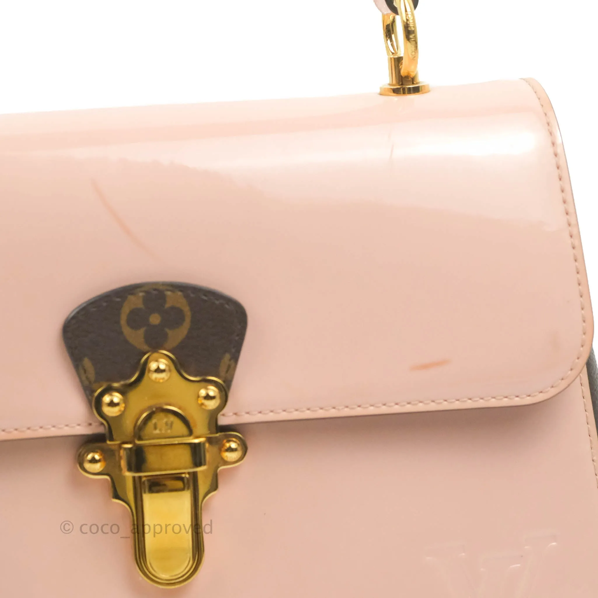 Louis Vuitton Cherrywood PM Handbag Patent Monogram Canvas